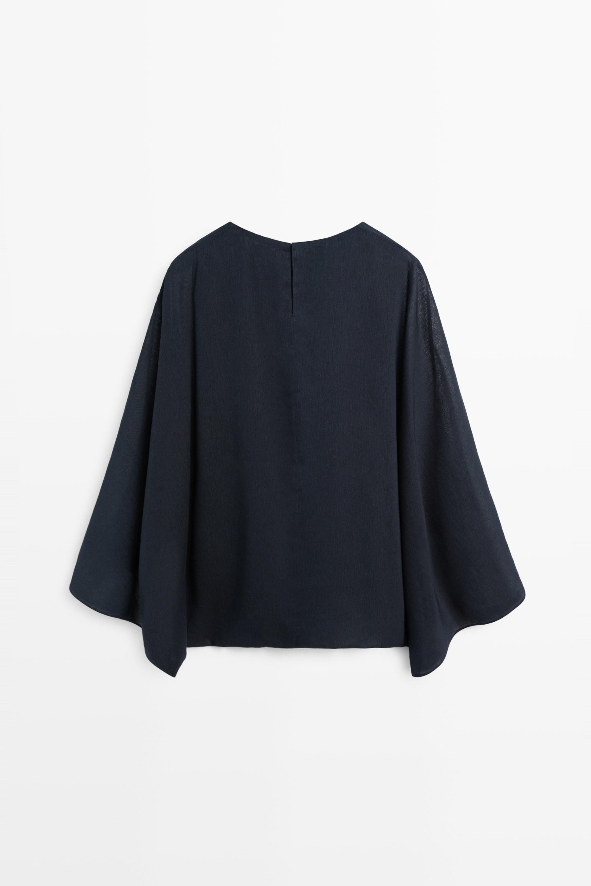 Asymmetric flowing cape — DARK BLUE