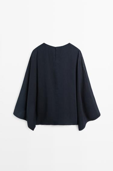 Asymmetric flowing cape — DARK BLUE 6
