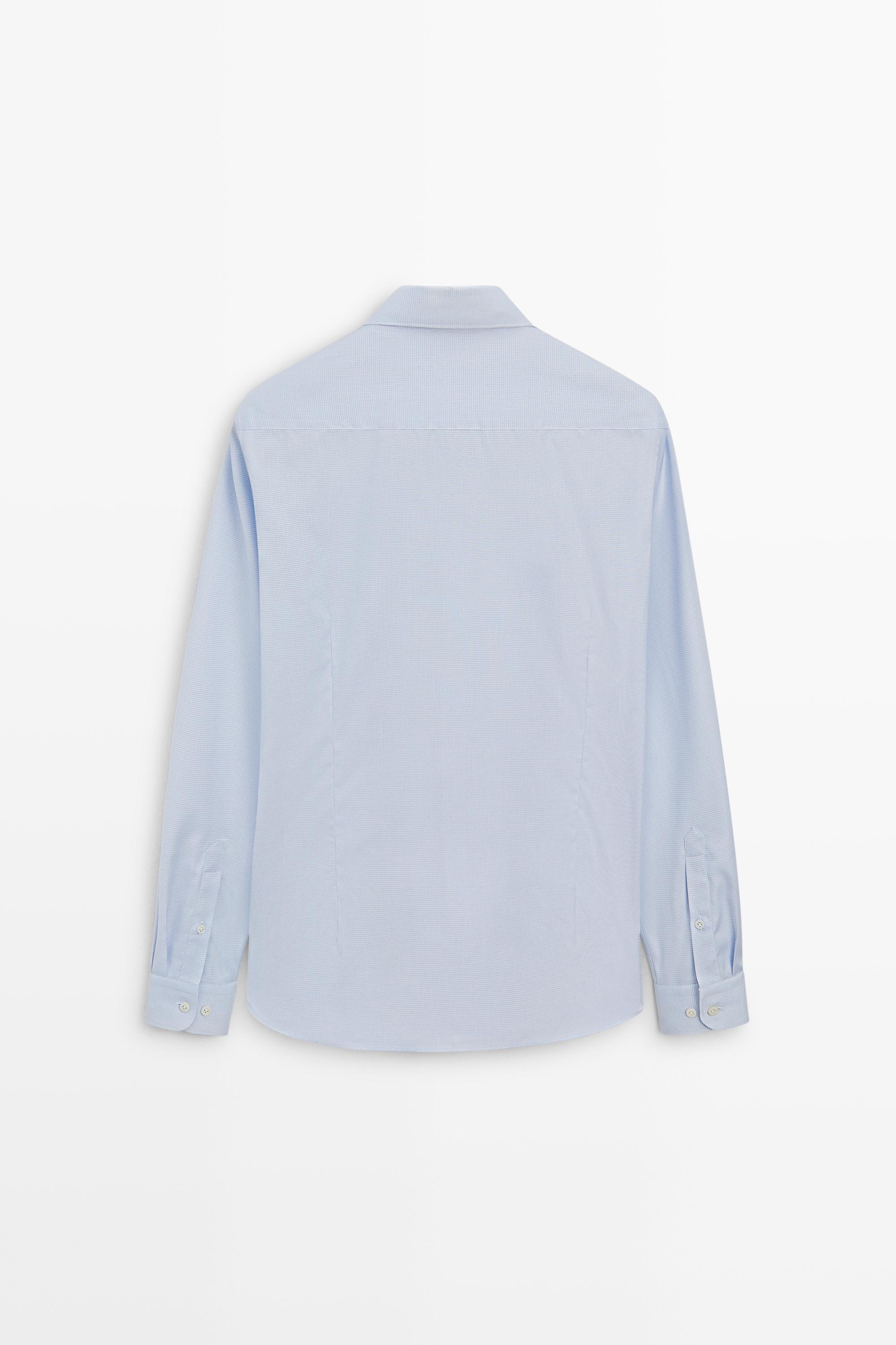 Slim fit micro-check tailored fit shirt — SKY BLUE