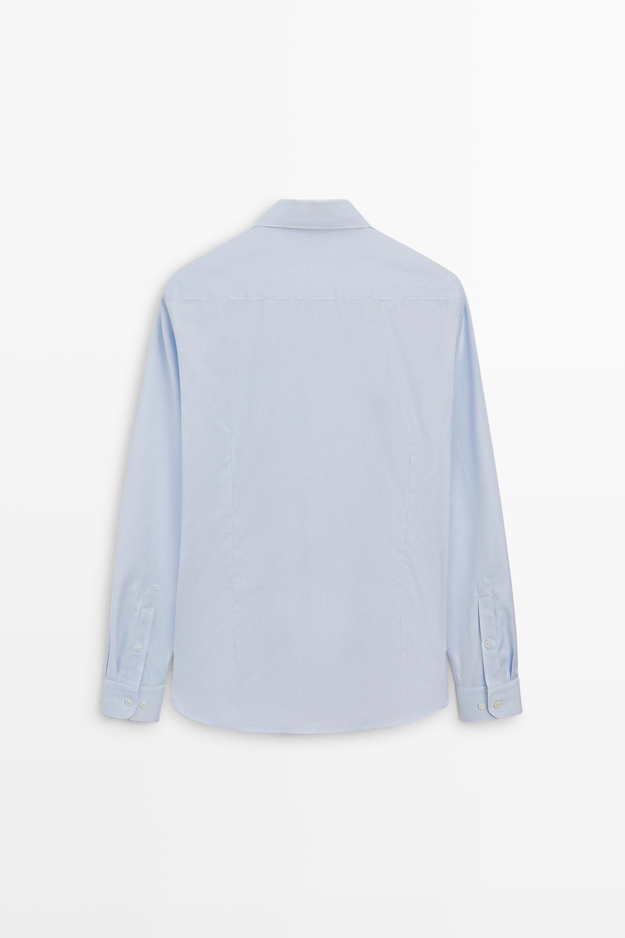 Slim fit micro-check tailored fit shirt — SKY BLUE