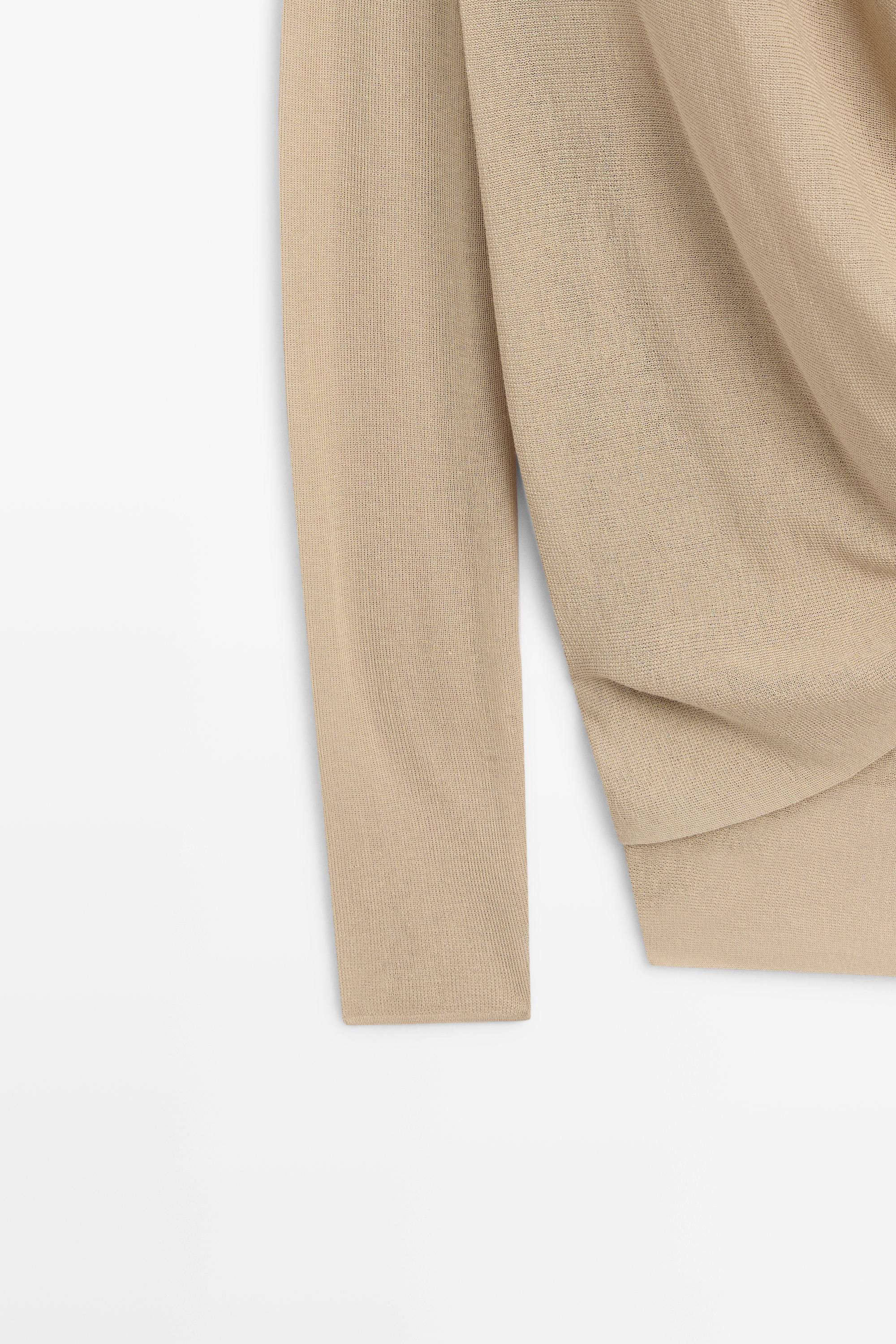 Draped wrap-effect knit cardigan — SAND