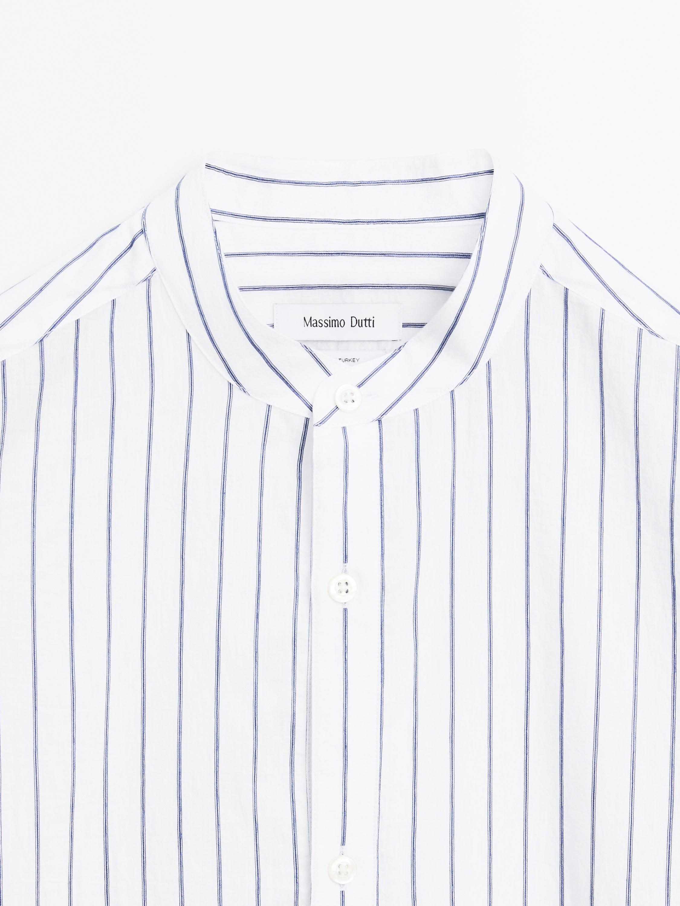 Regular fit striped cotton blend shirt