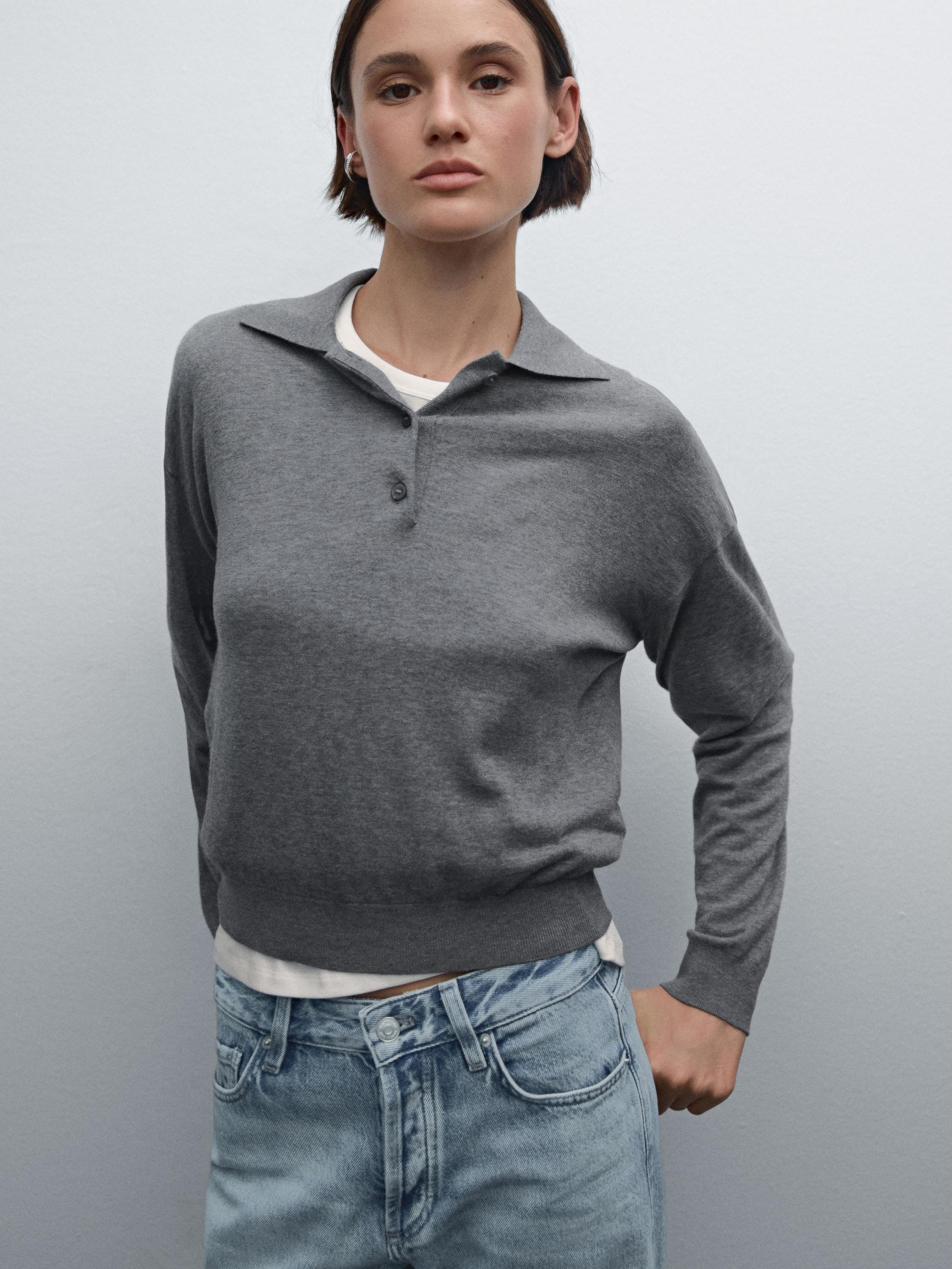 بنطلون جينز بخصر متوسط وساق عريضة