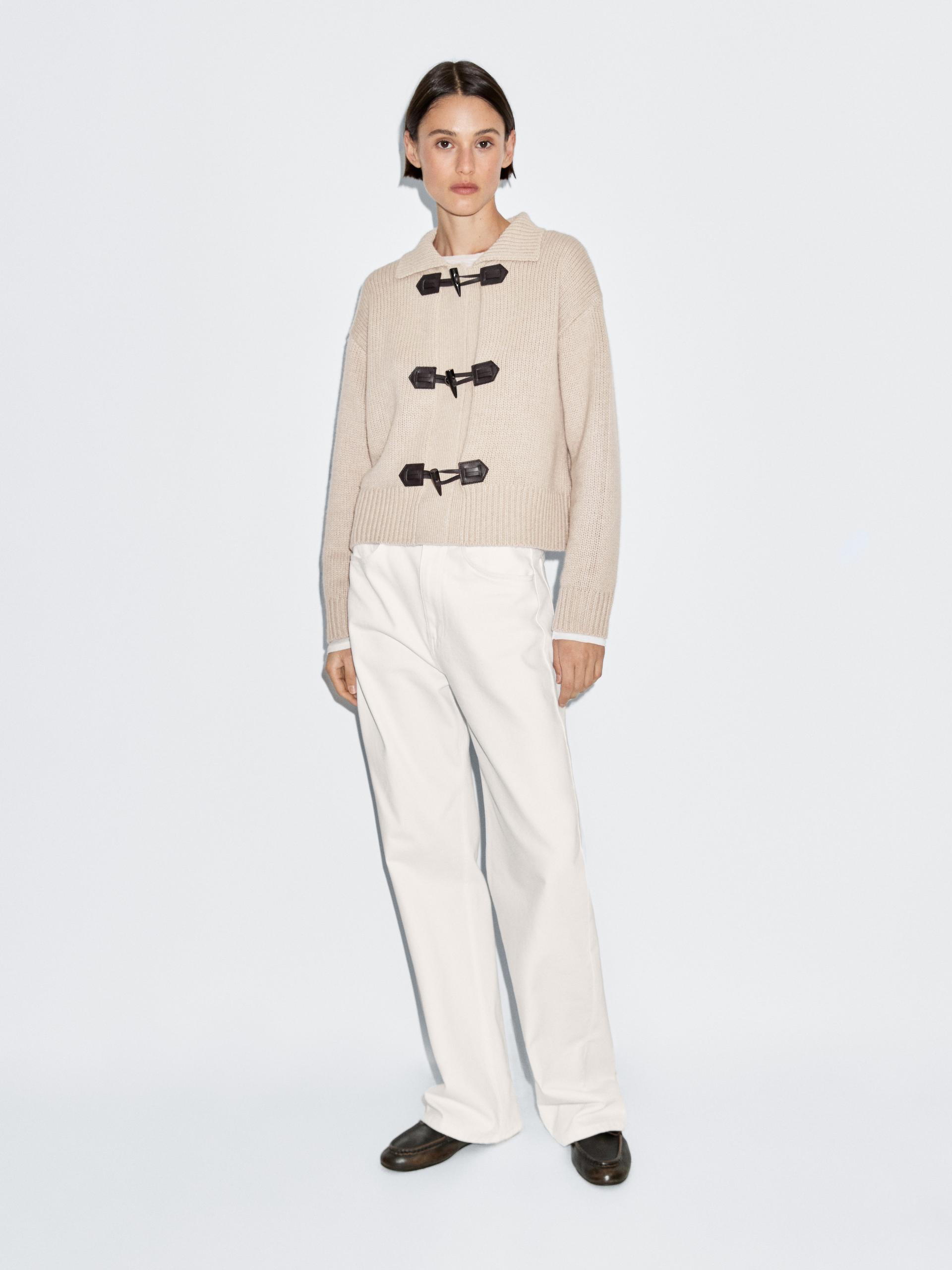 Cardigan Con Bottoni In Corno In Misto Lana - Visone - Xs - Massimo Dutti - Femminile