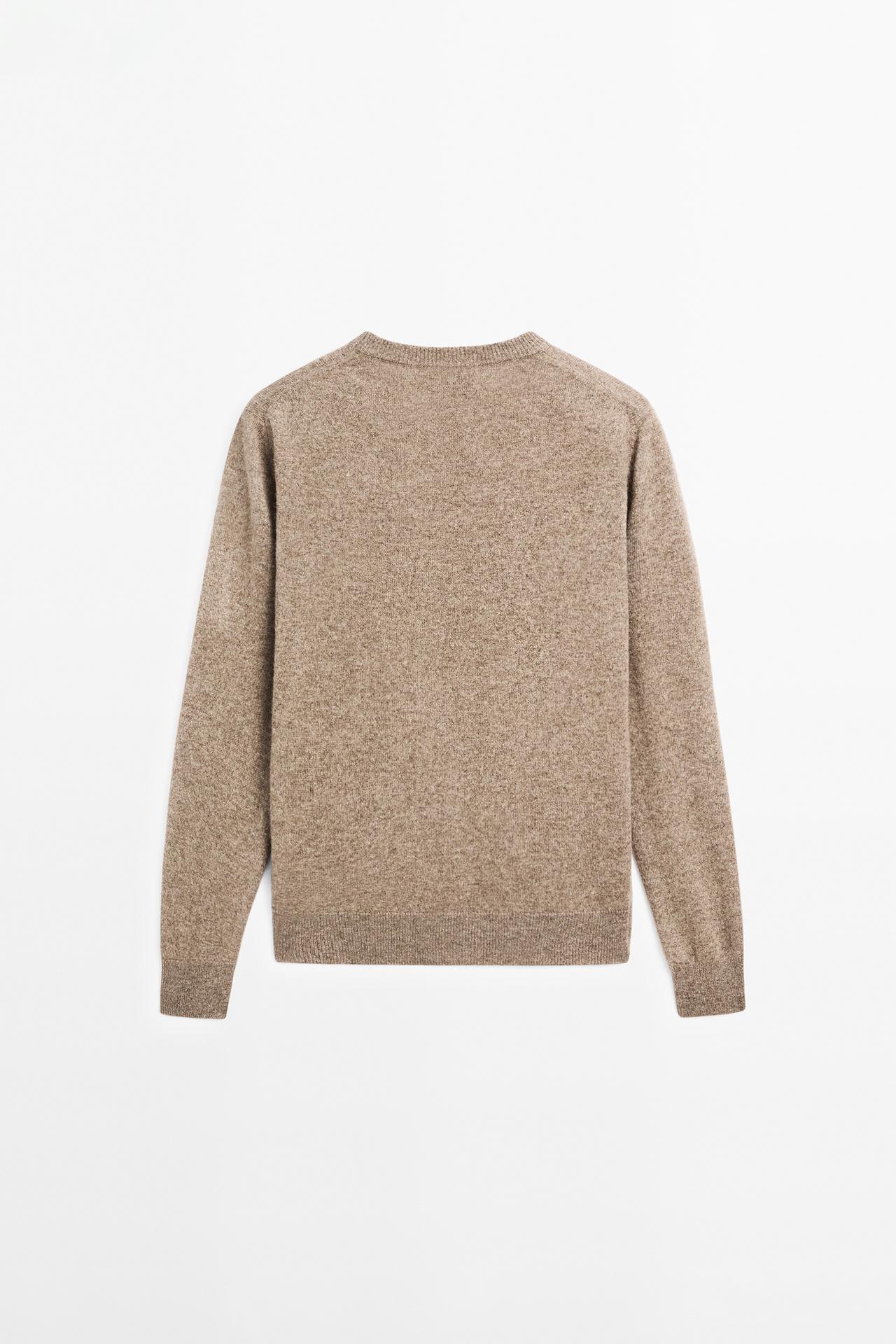 100% cashmere long sleeve sweater — MOLE BROWN