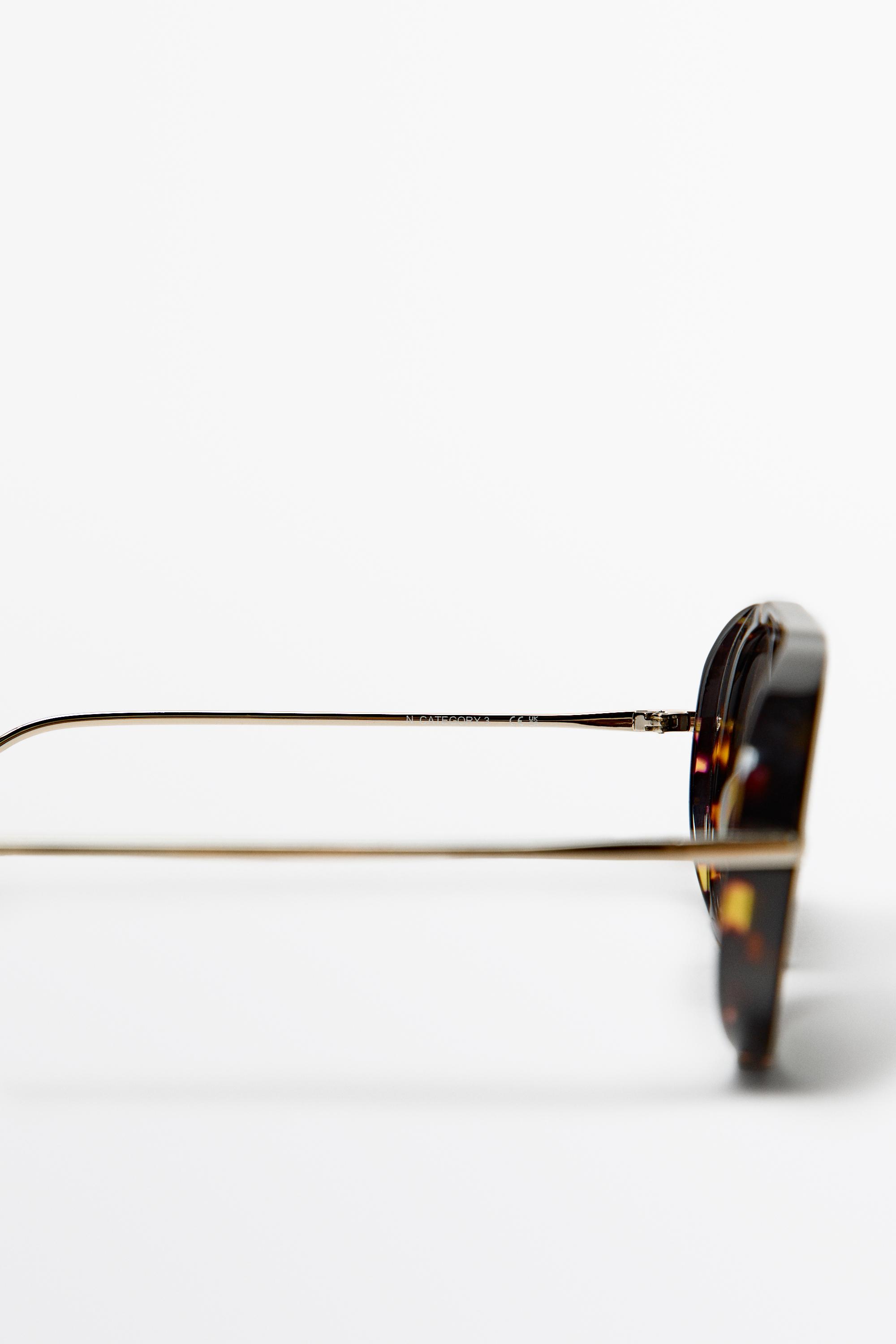 Tortoiseshell-effect aviator sunglasses — GREEN