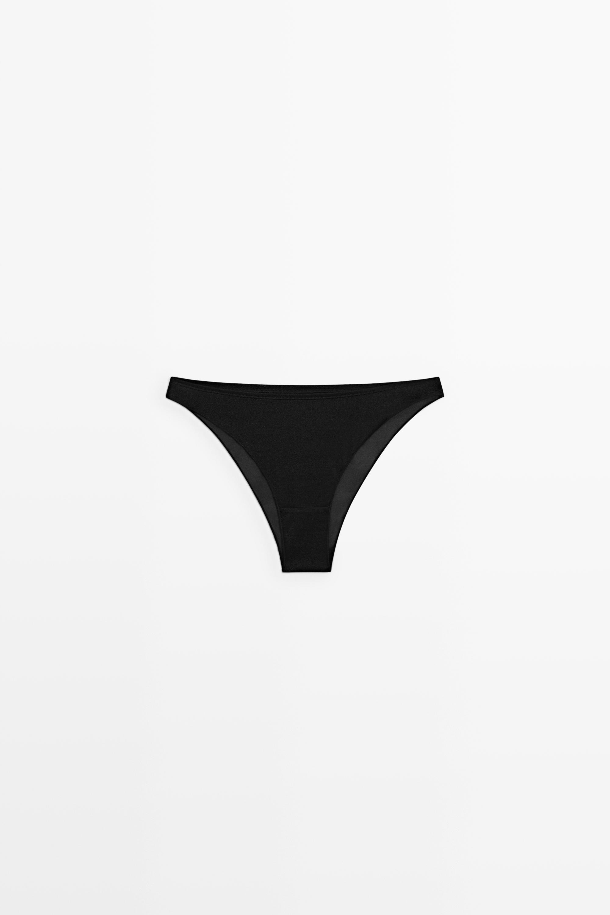 Semi-sheer briefs with metallic detail — BLACK