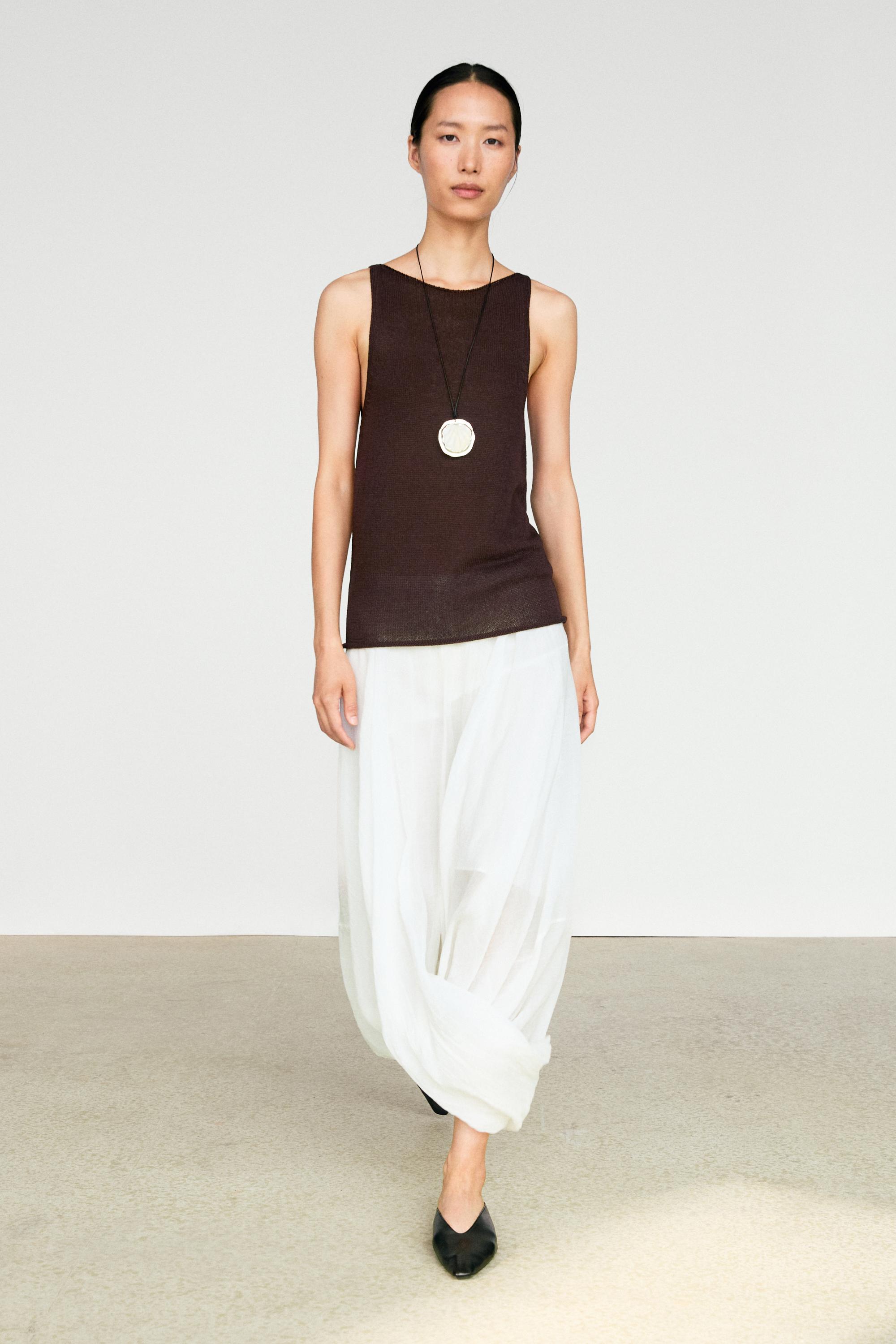 Fine-knit halter top — Chocolate