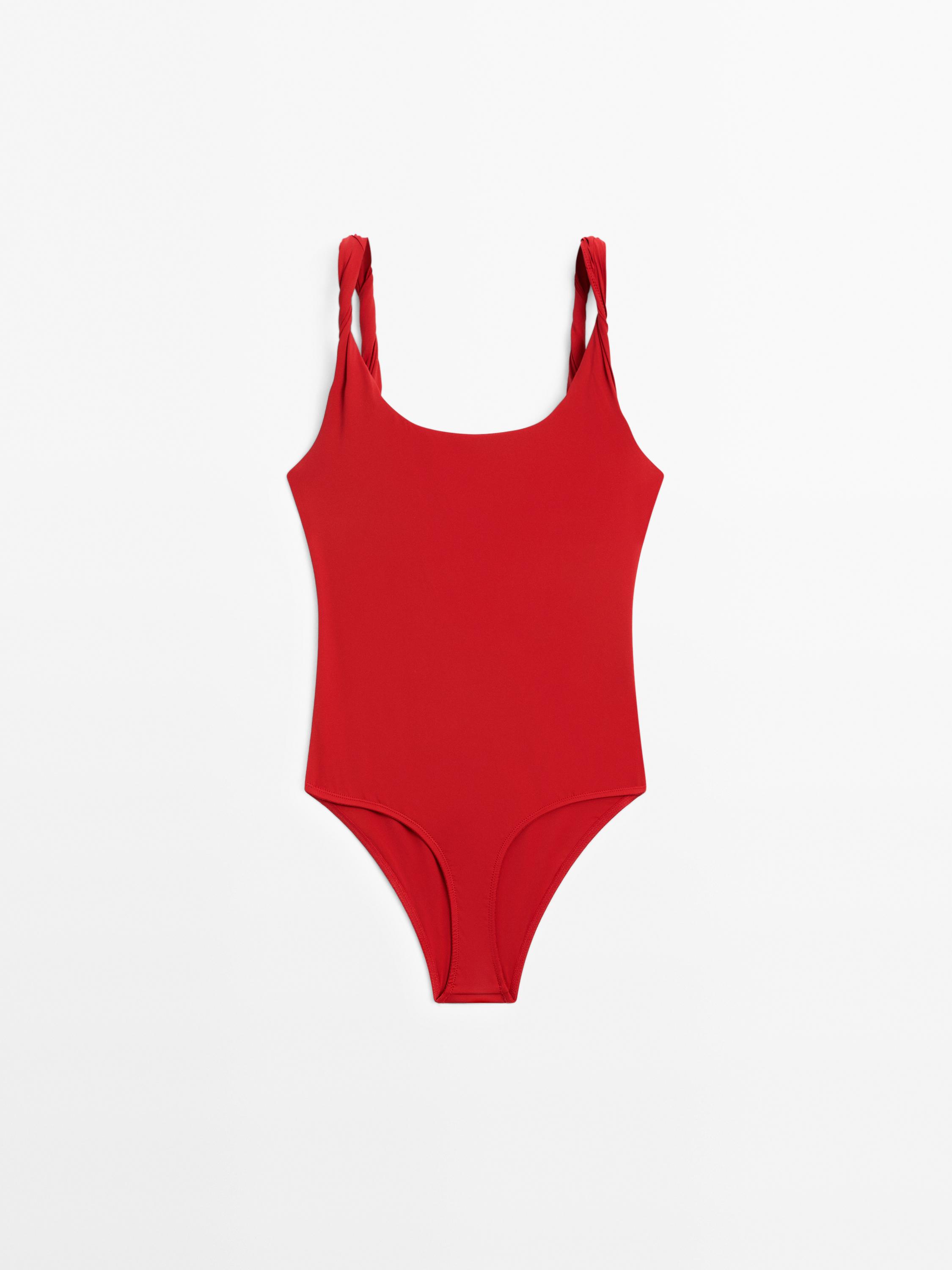 Swimsuit with rolled straps