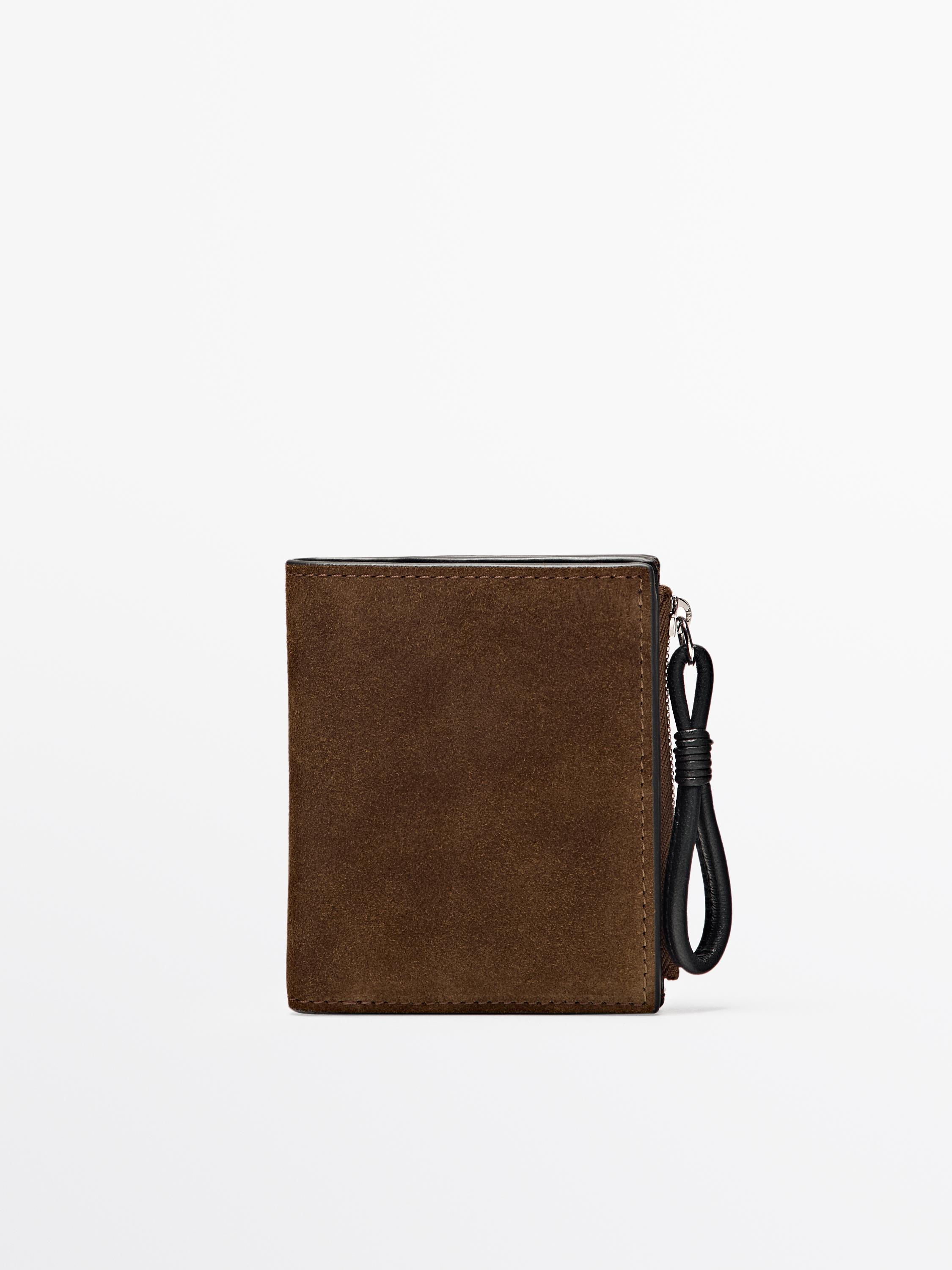 Brieftasche aus Rauleder mit Charm