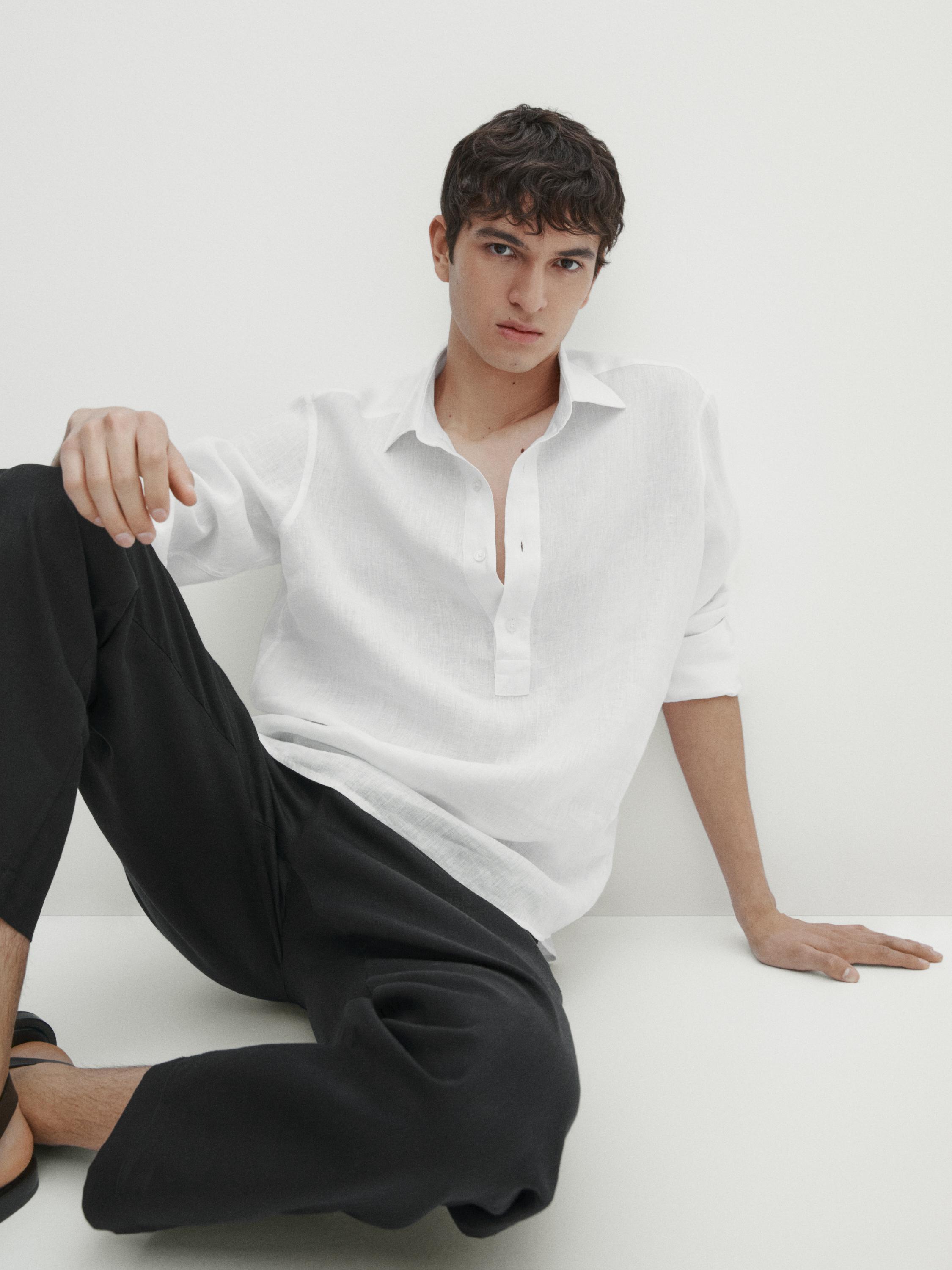 Regular fit shirt with polo collar