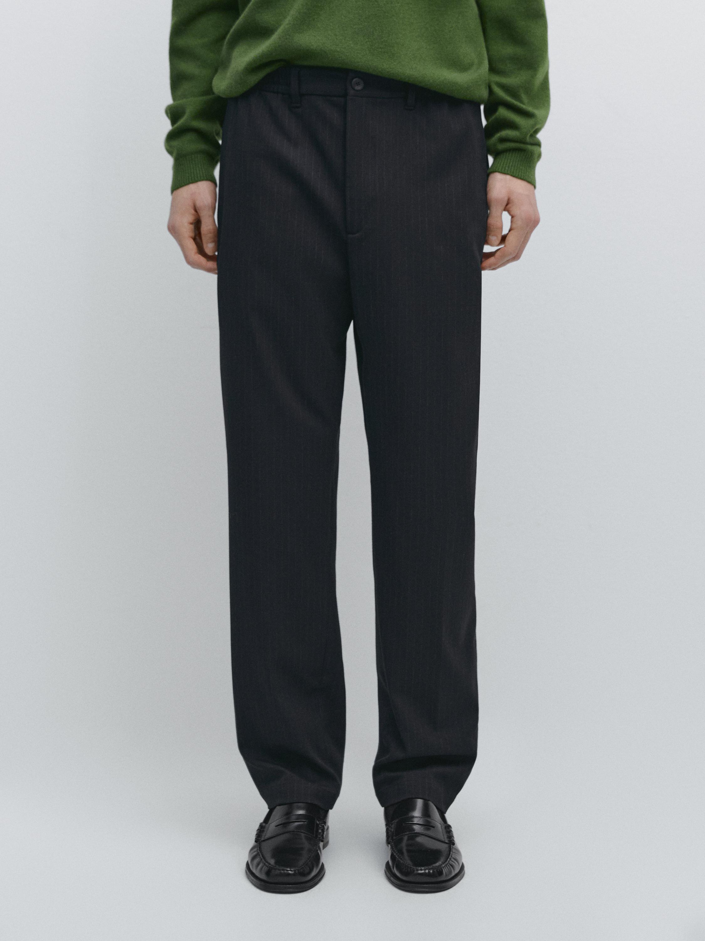 Striped jogger fit trousers — NAVY BLUE