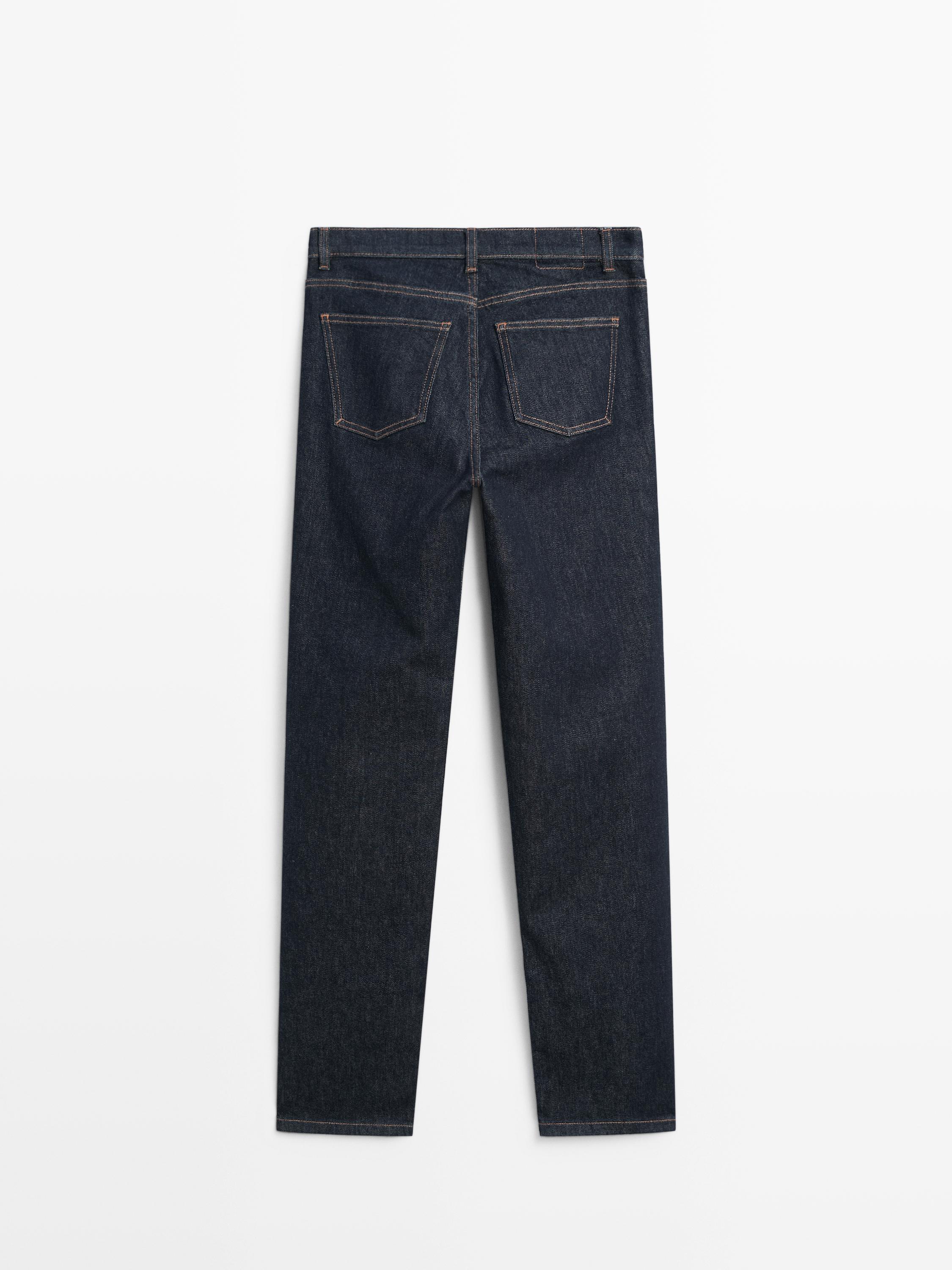 Mid waist jeans med lige ben