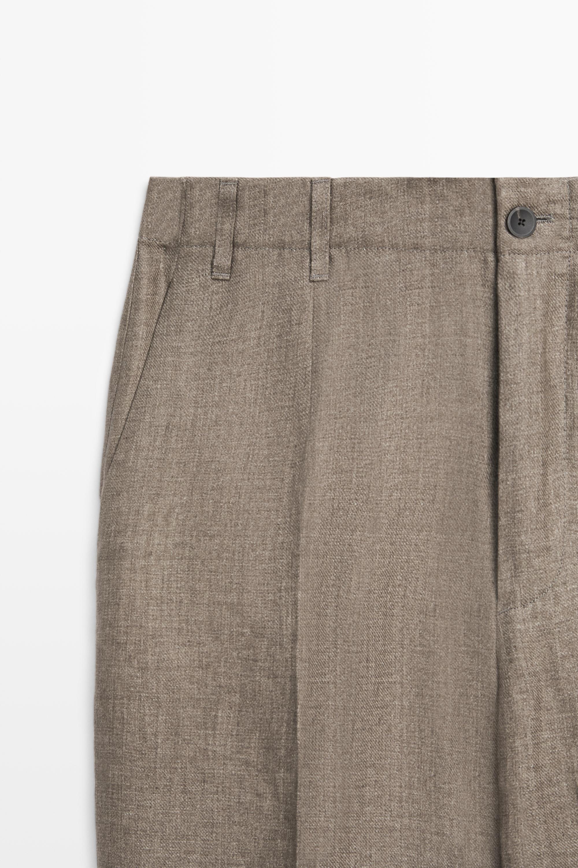 100% linen faded total look pants — GREENISH