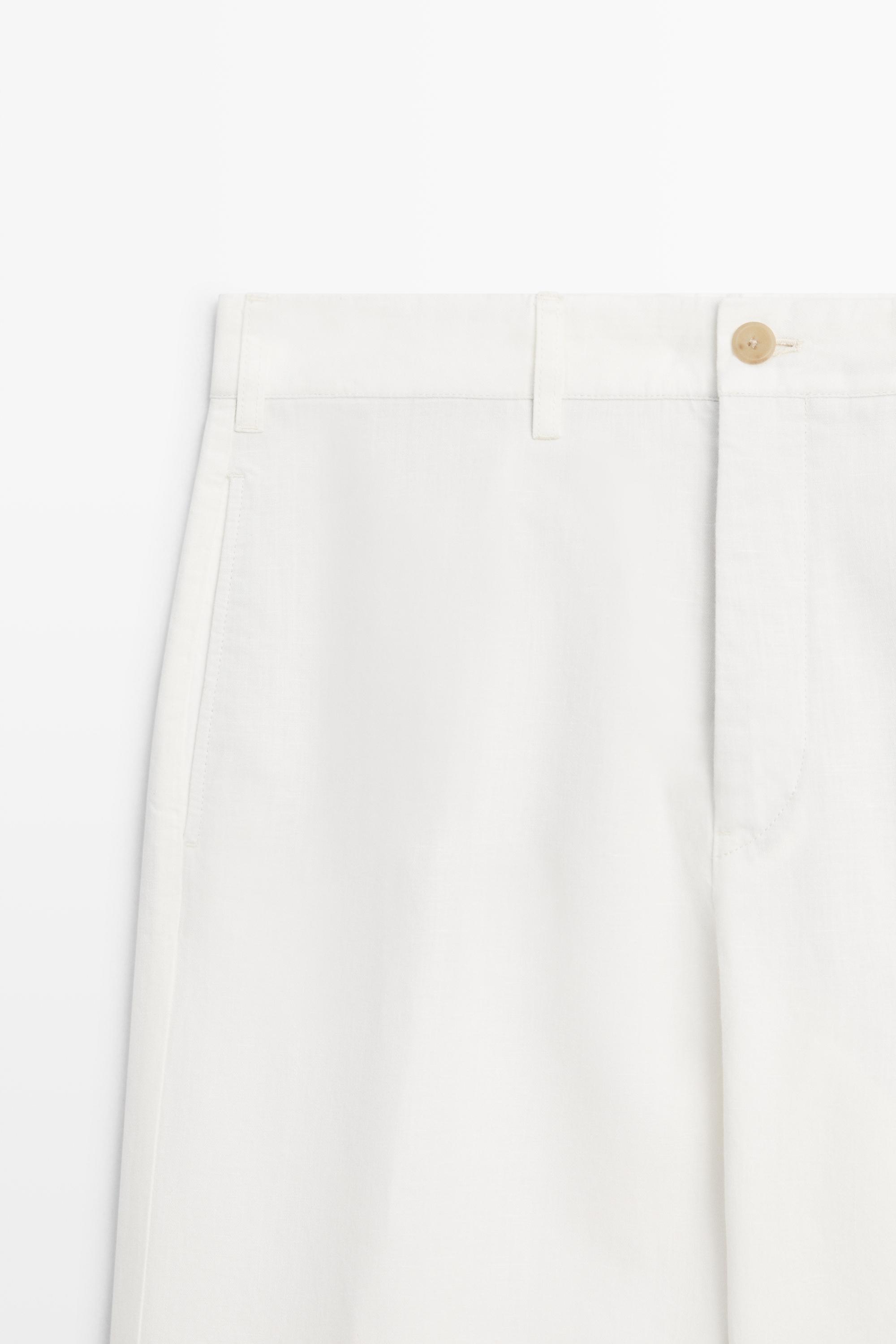 Linen-cotton straight-leg pants — Off white