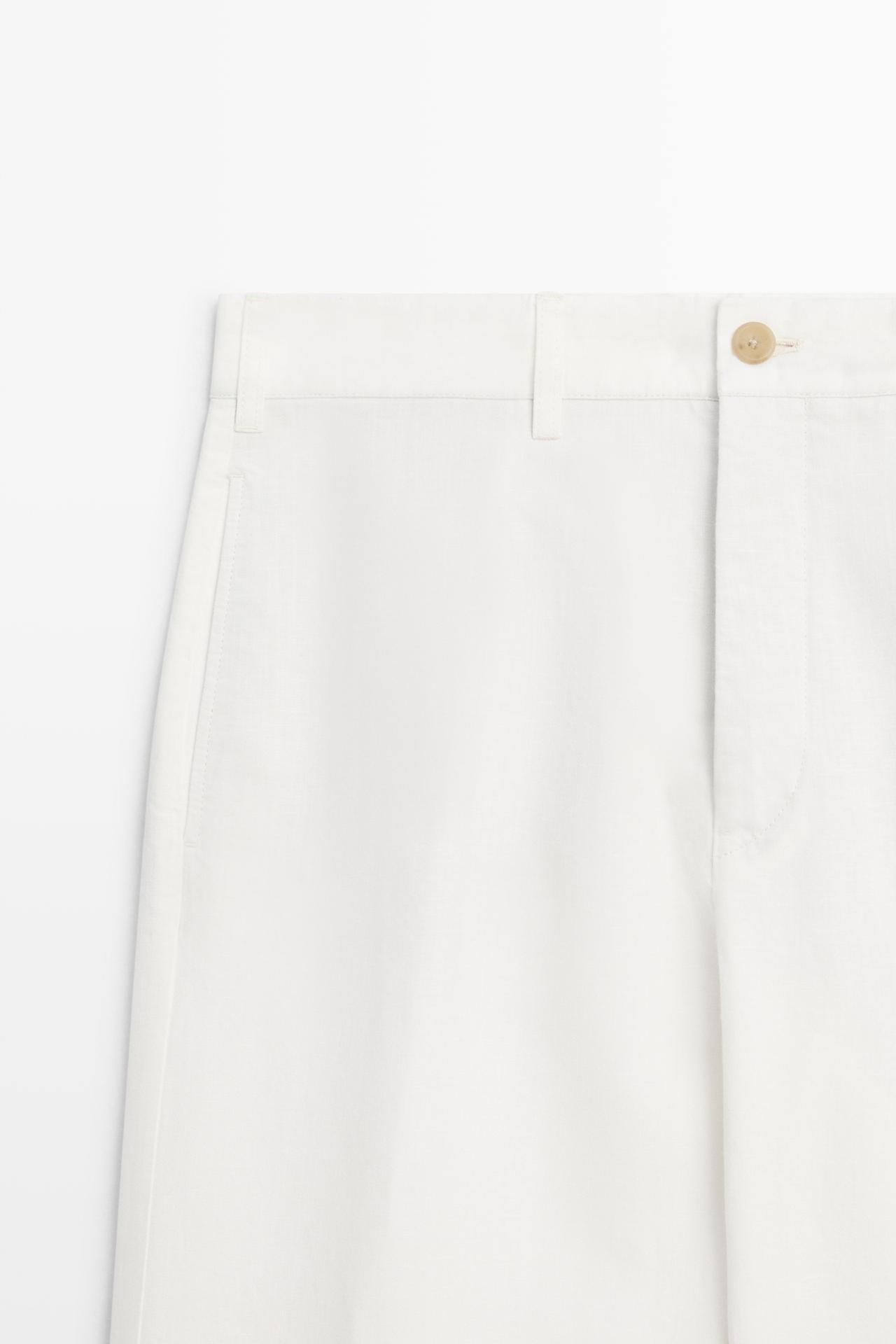 Linen-cotton straight-leg pants — Off white