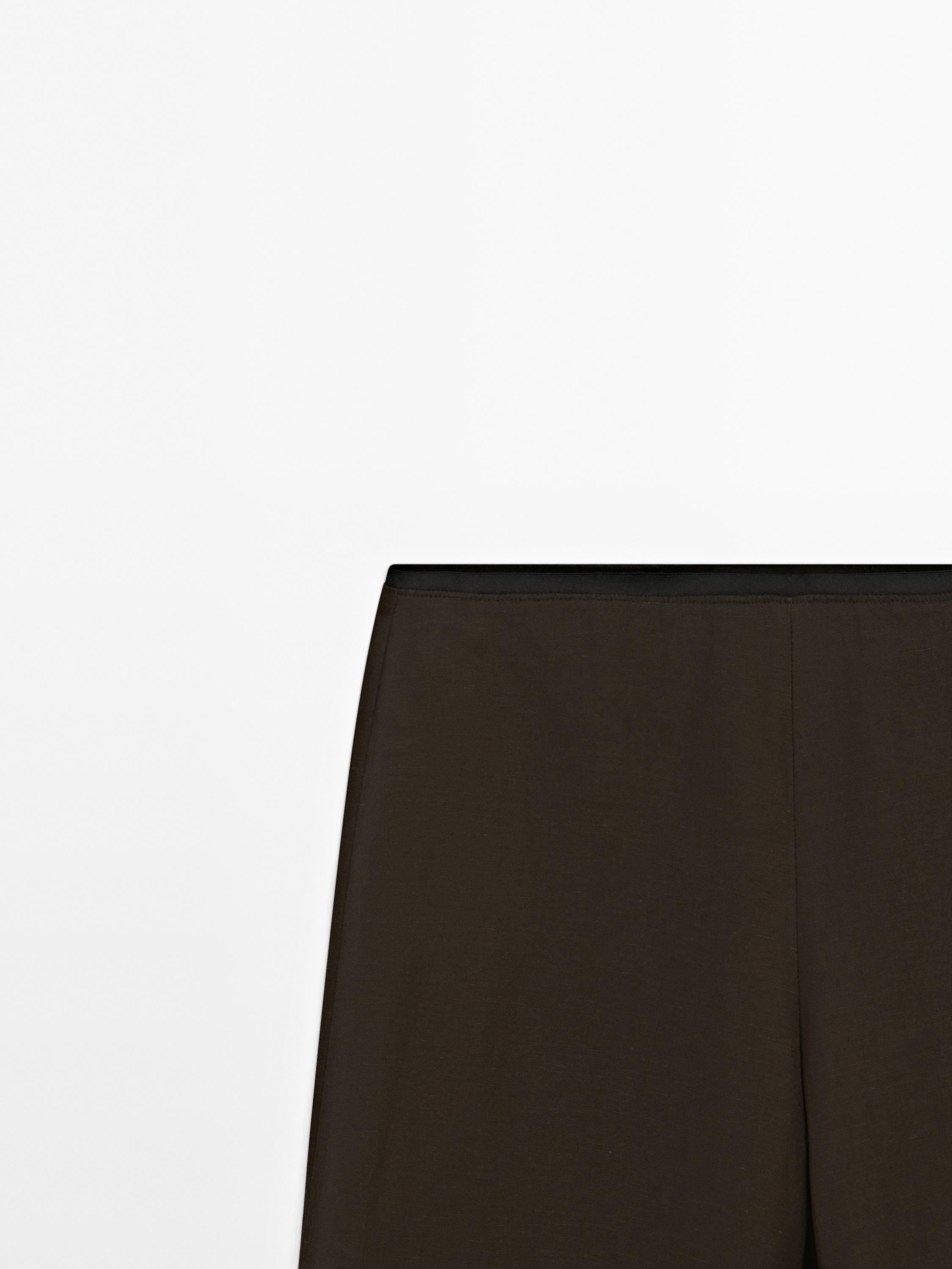 Linen blend trousers with elastic waistband