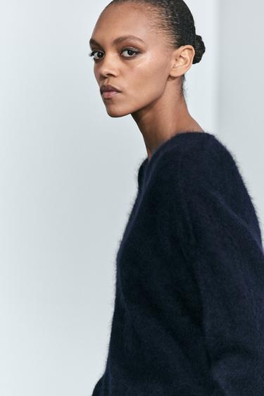 Oversize v-neck knit sweater — Dark Blue 5