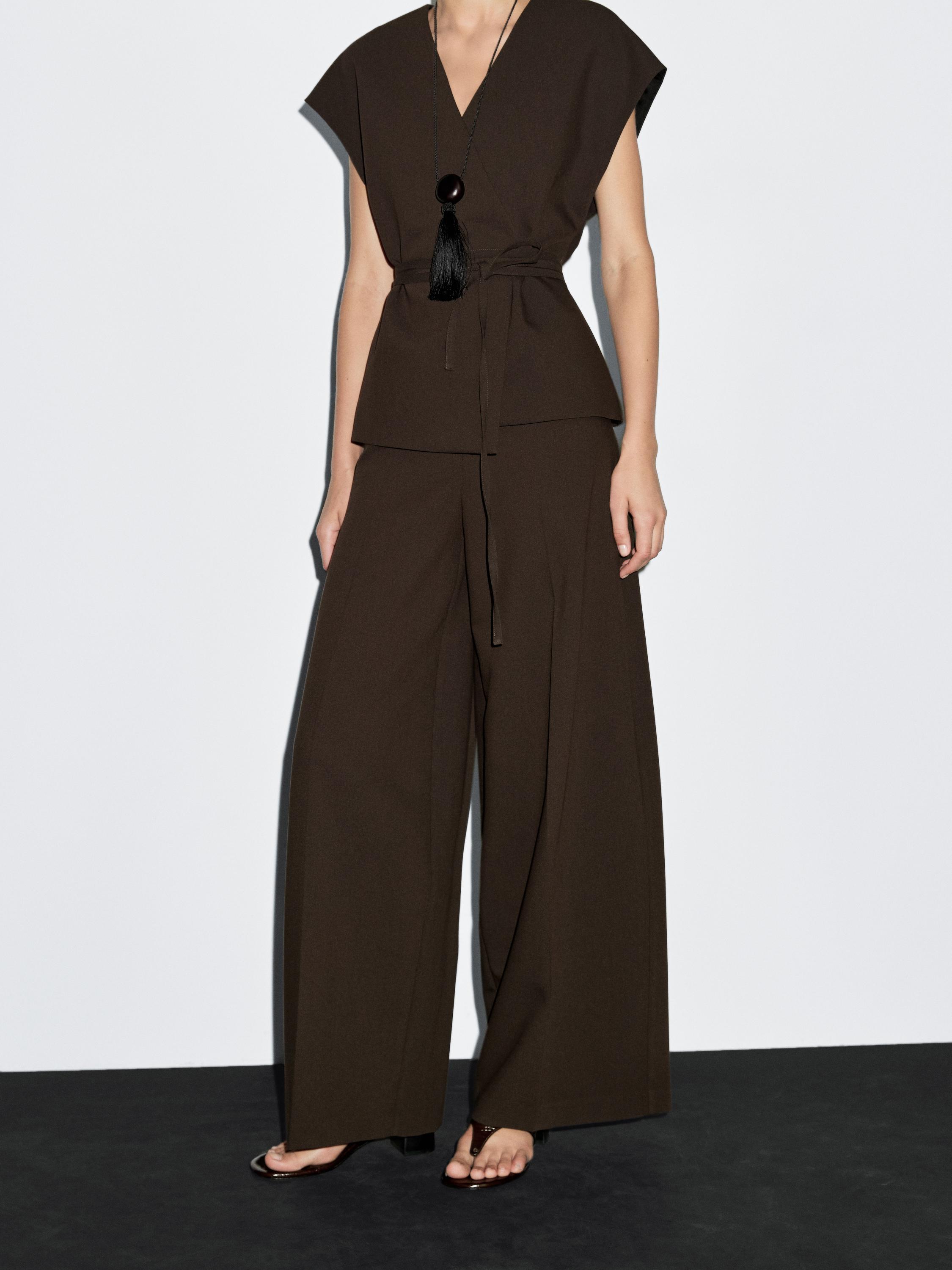 Pantalon large taille haute