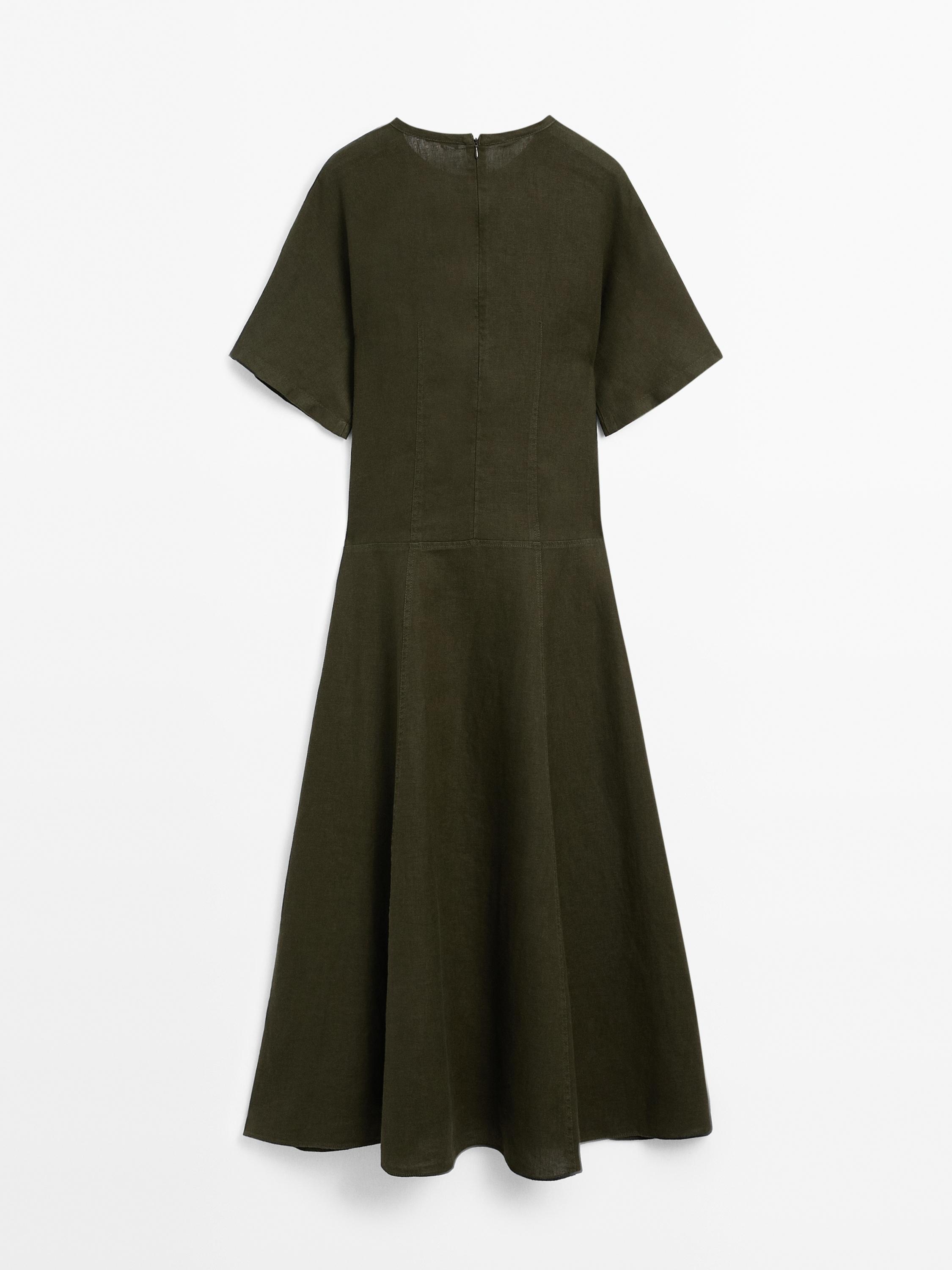 100% linen short sleeve dress
