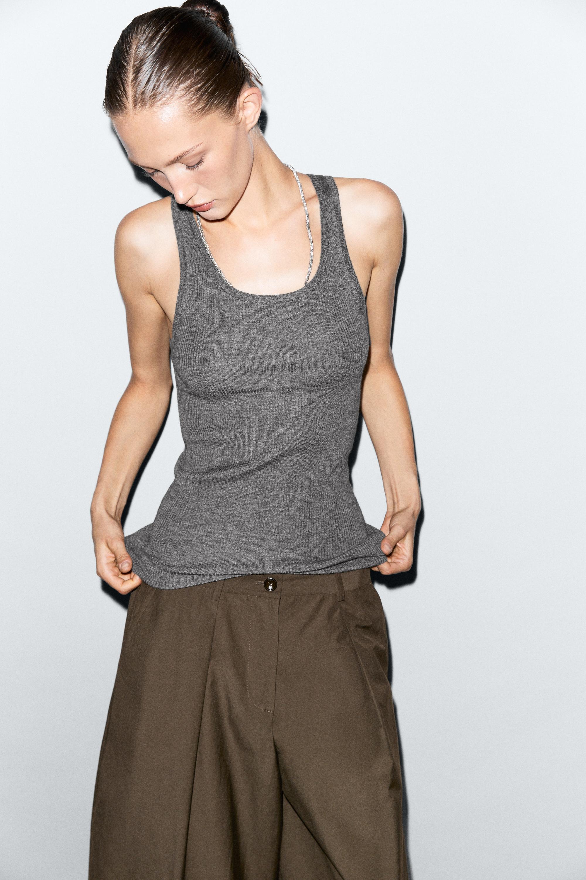 Ribbed knit top — GREY
