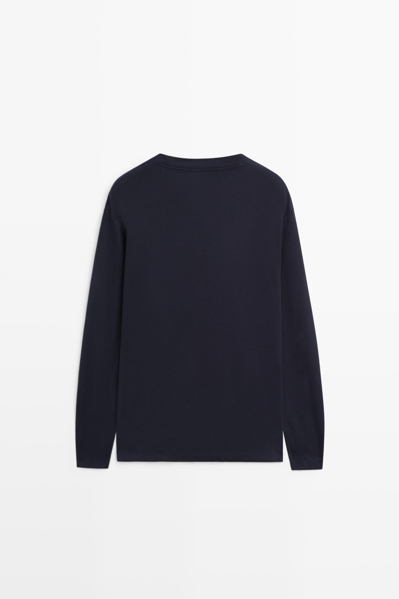100% cotton long sleeve T-shirt — NAVY BLUE
