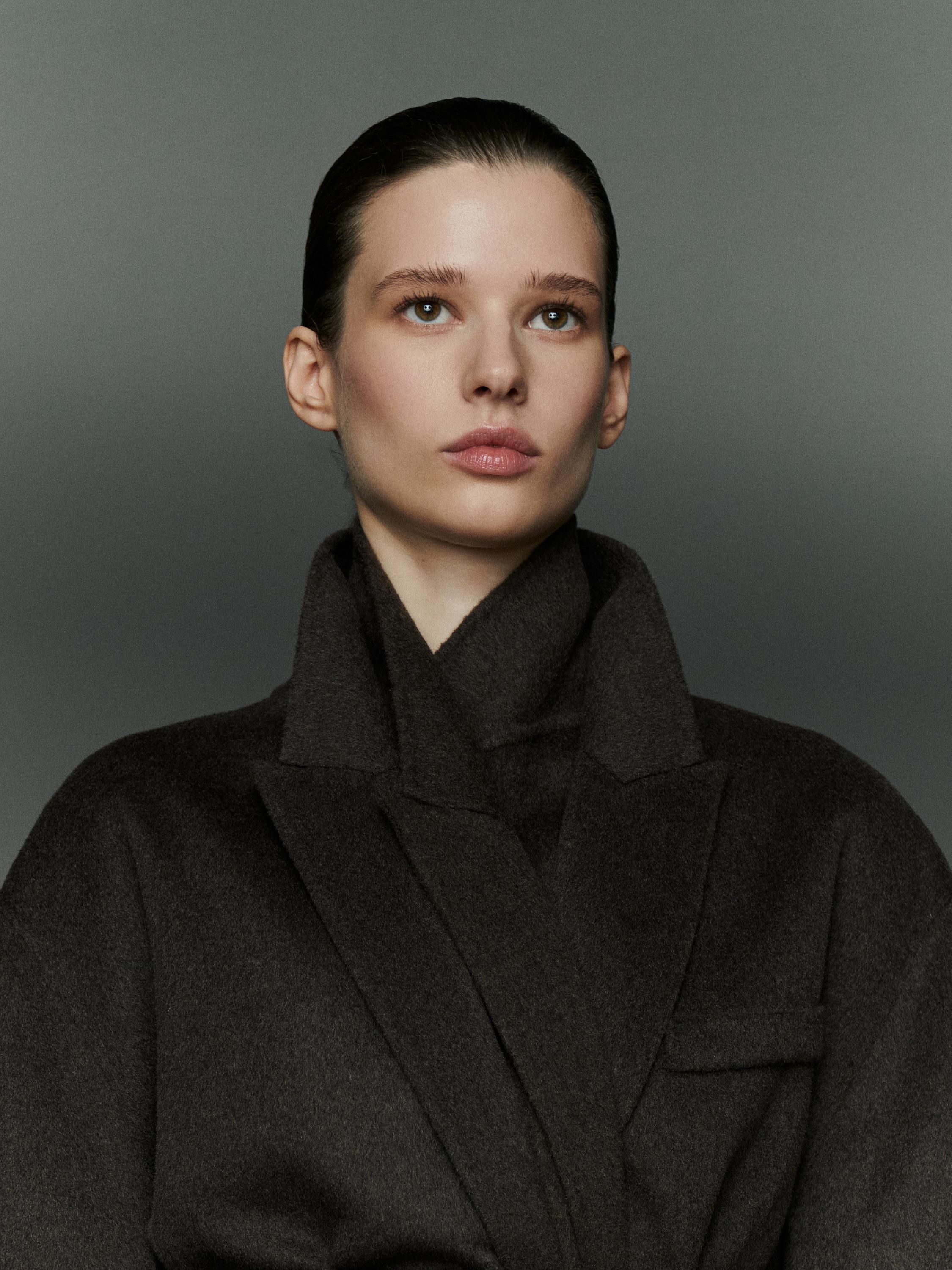 Long wool blend surplice coat