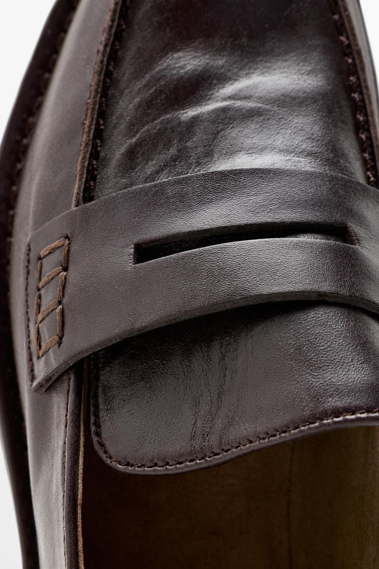 Soft leather penny loafer — BROWN