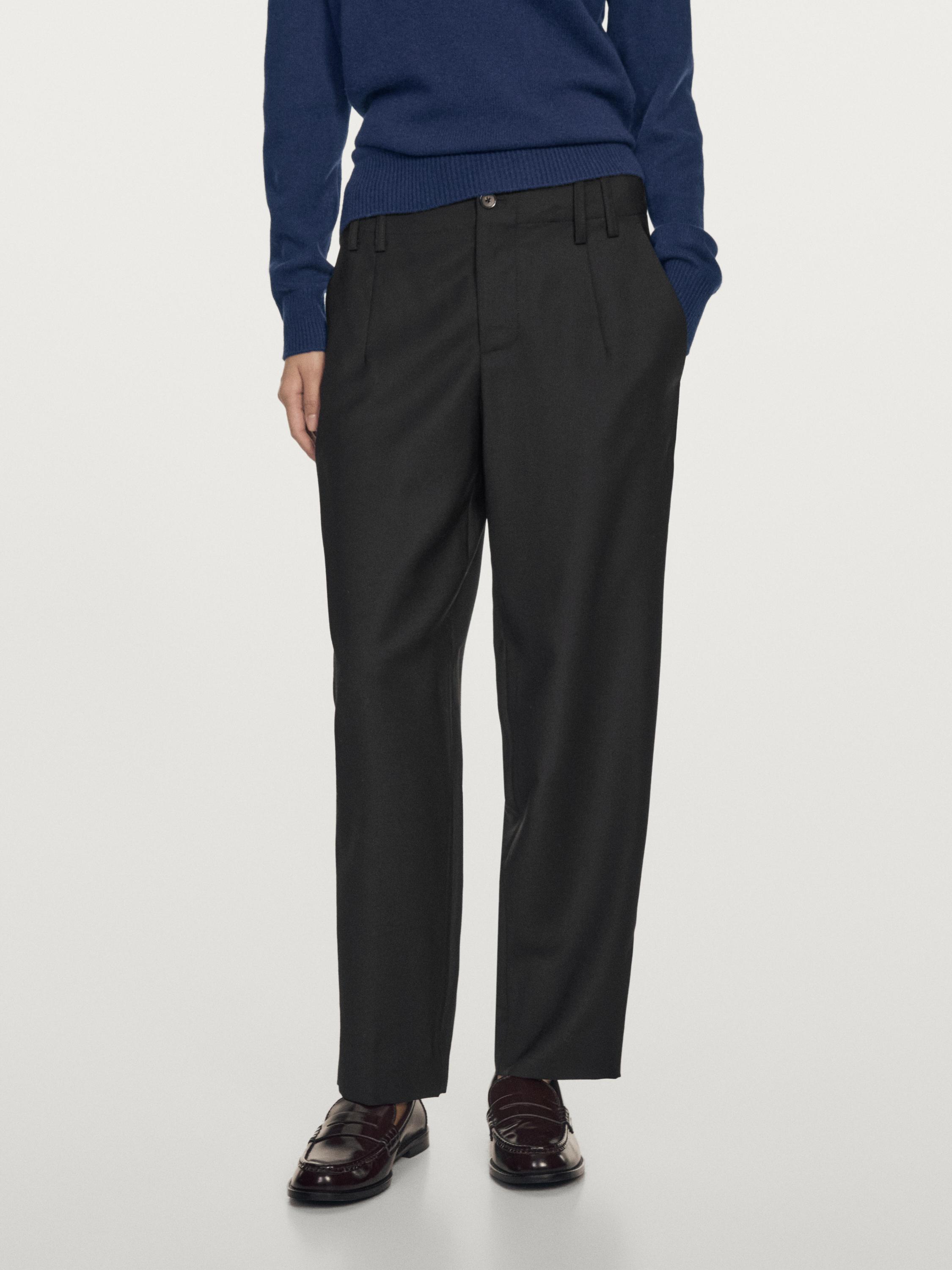 Pantaloni boyfriend fit 100% lana