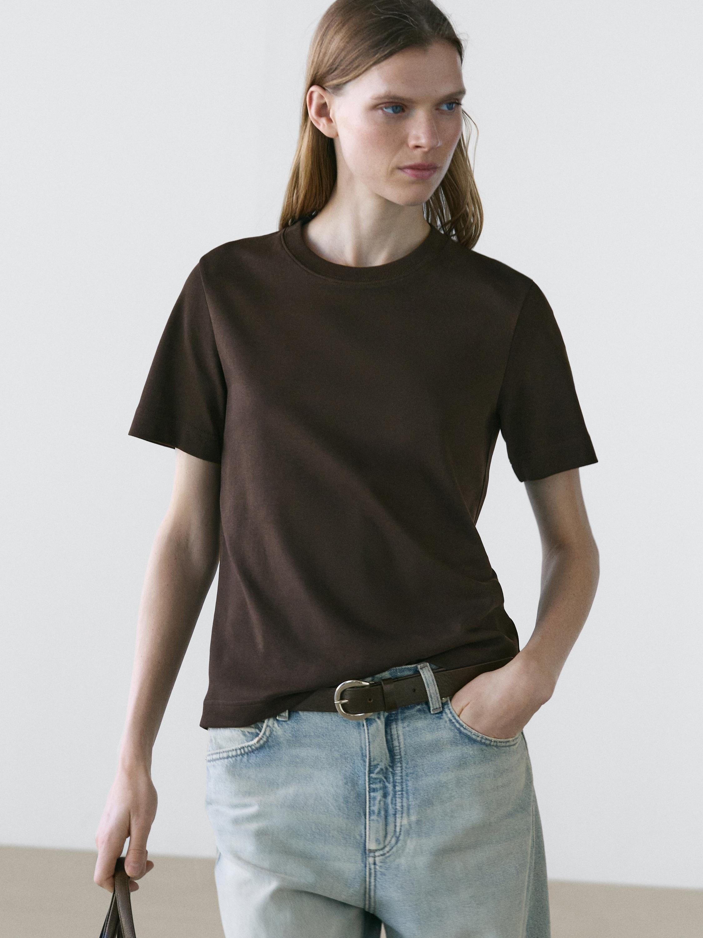 Short sleeve interlock T-shirt — BROWN