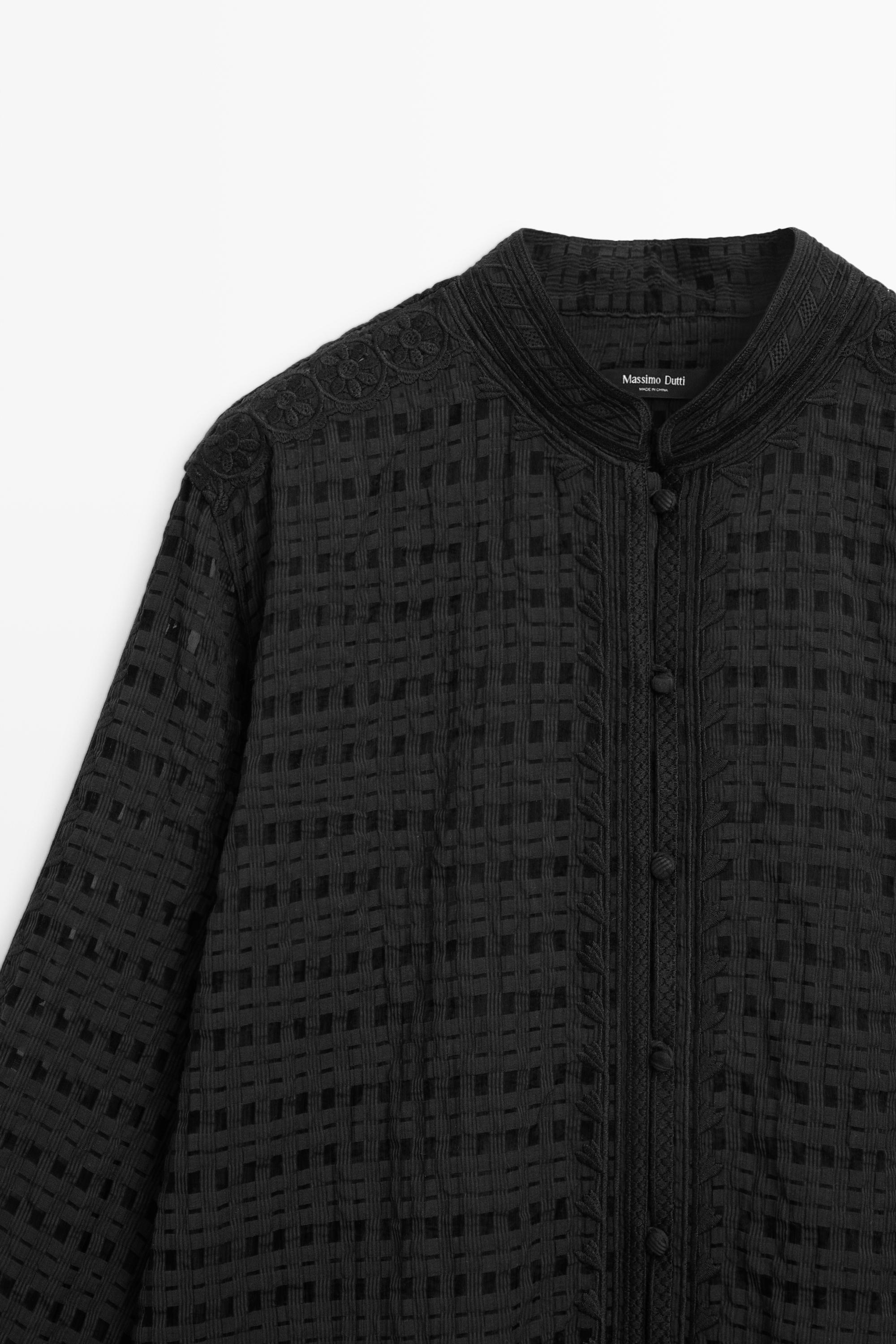 Flowing embroidered shirt — BLACK