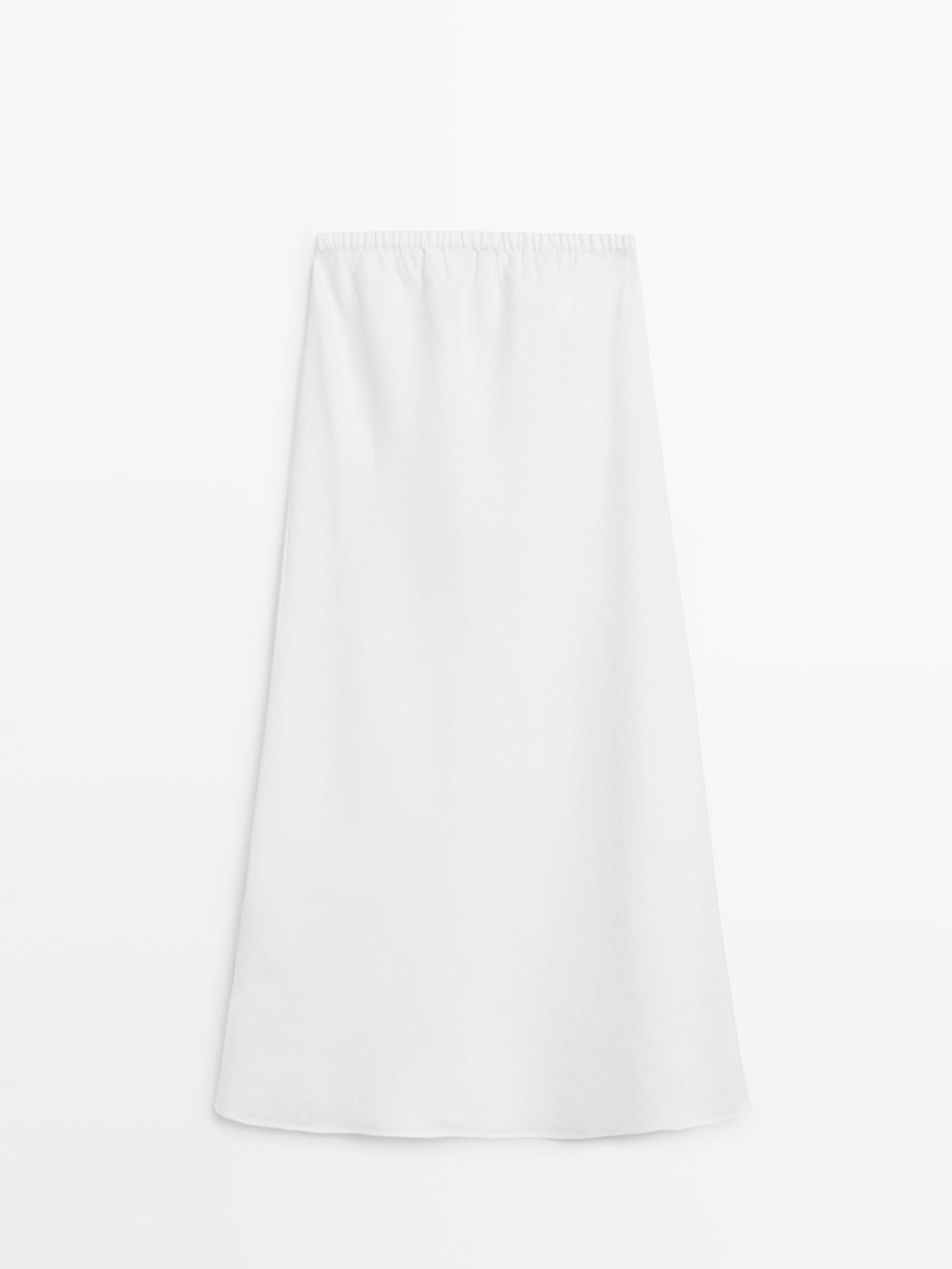 100% linen midi skirt with elasticated waistband