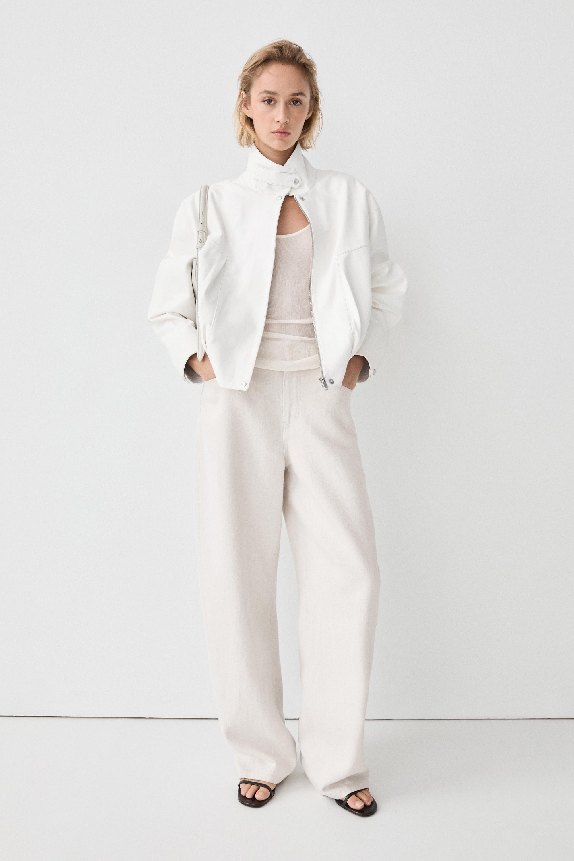 Nappa leather bomber jacket — WHITE