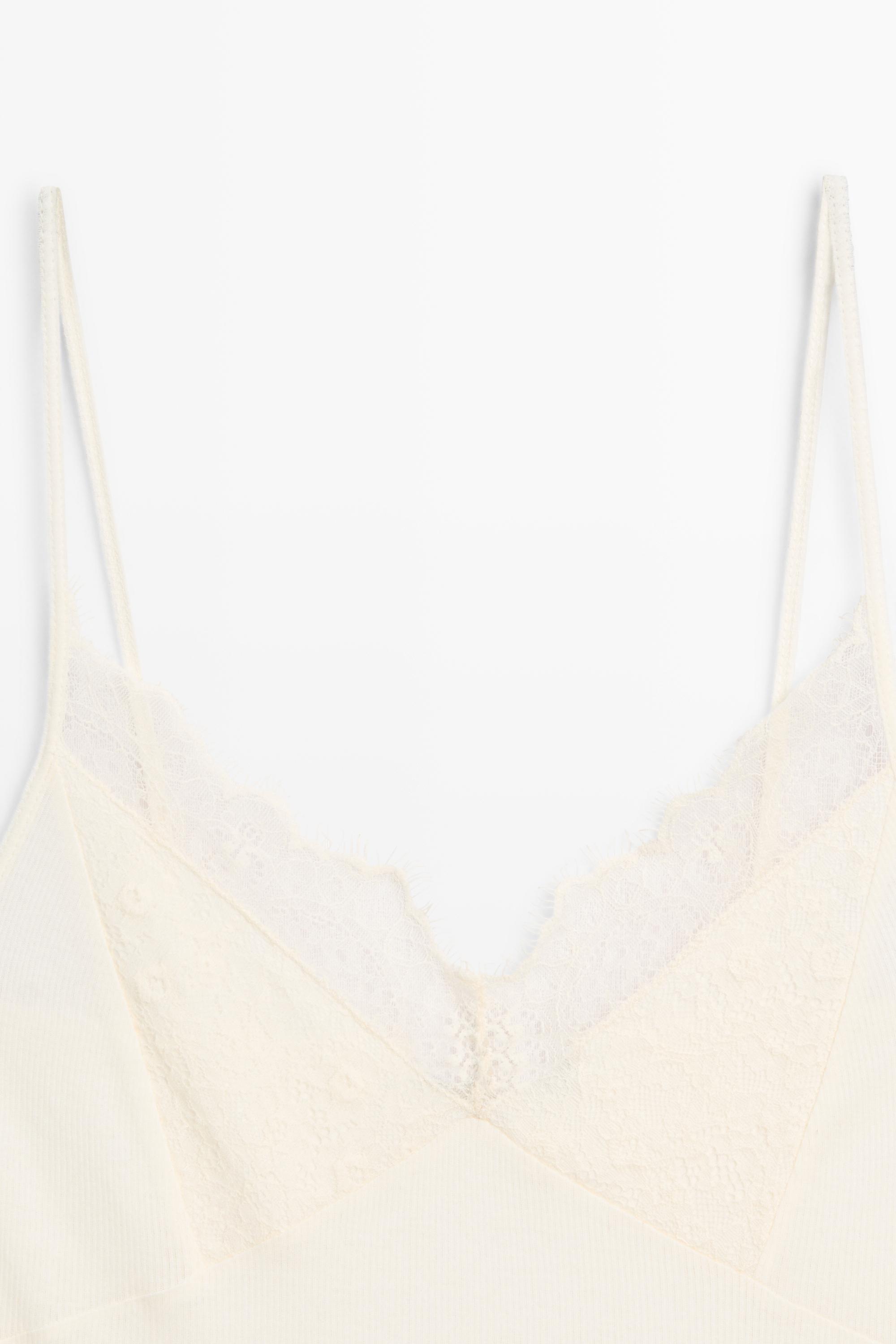 Strappy top with lace detail — CREAM