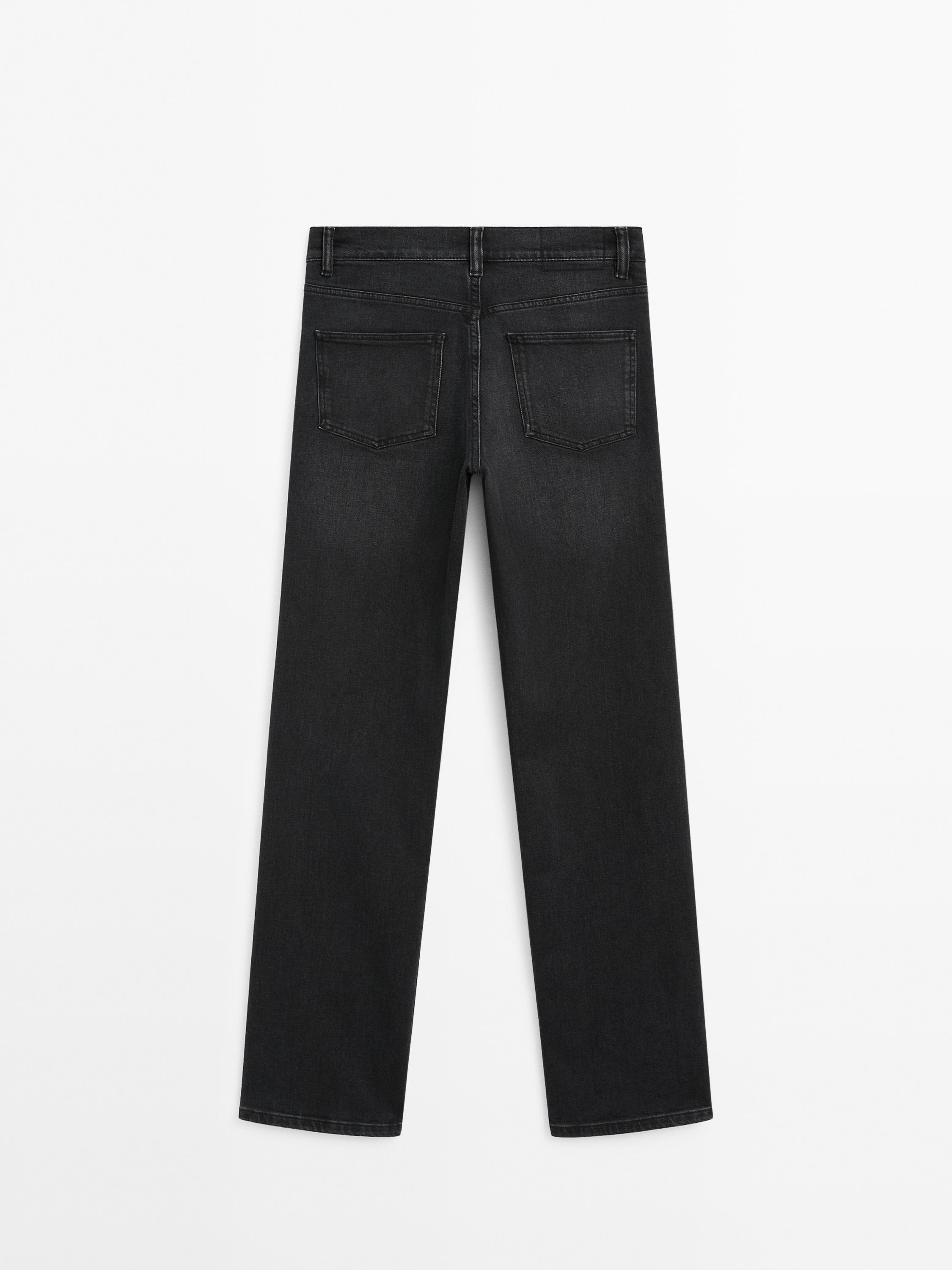 Straight-leg high-waist jeans