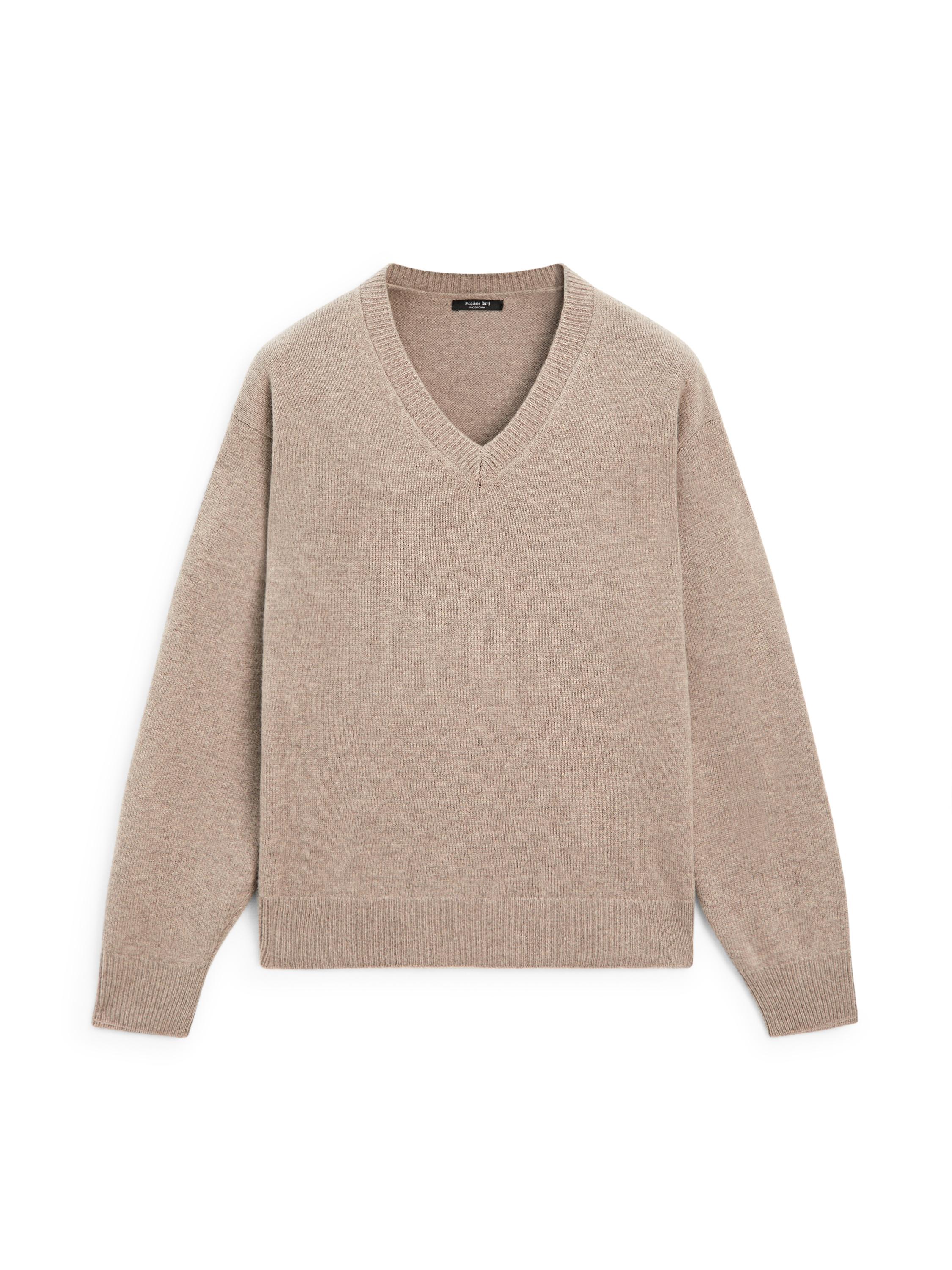 V-neck knit sweater with elbow patches · Mink · Sweaters | Massimo