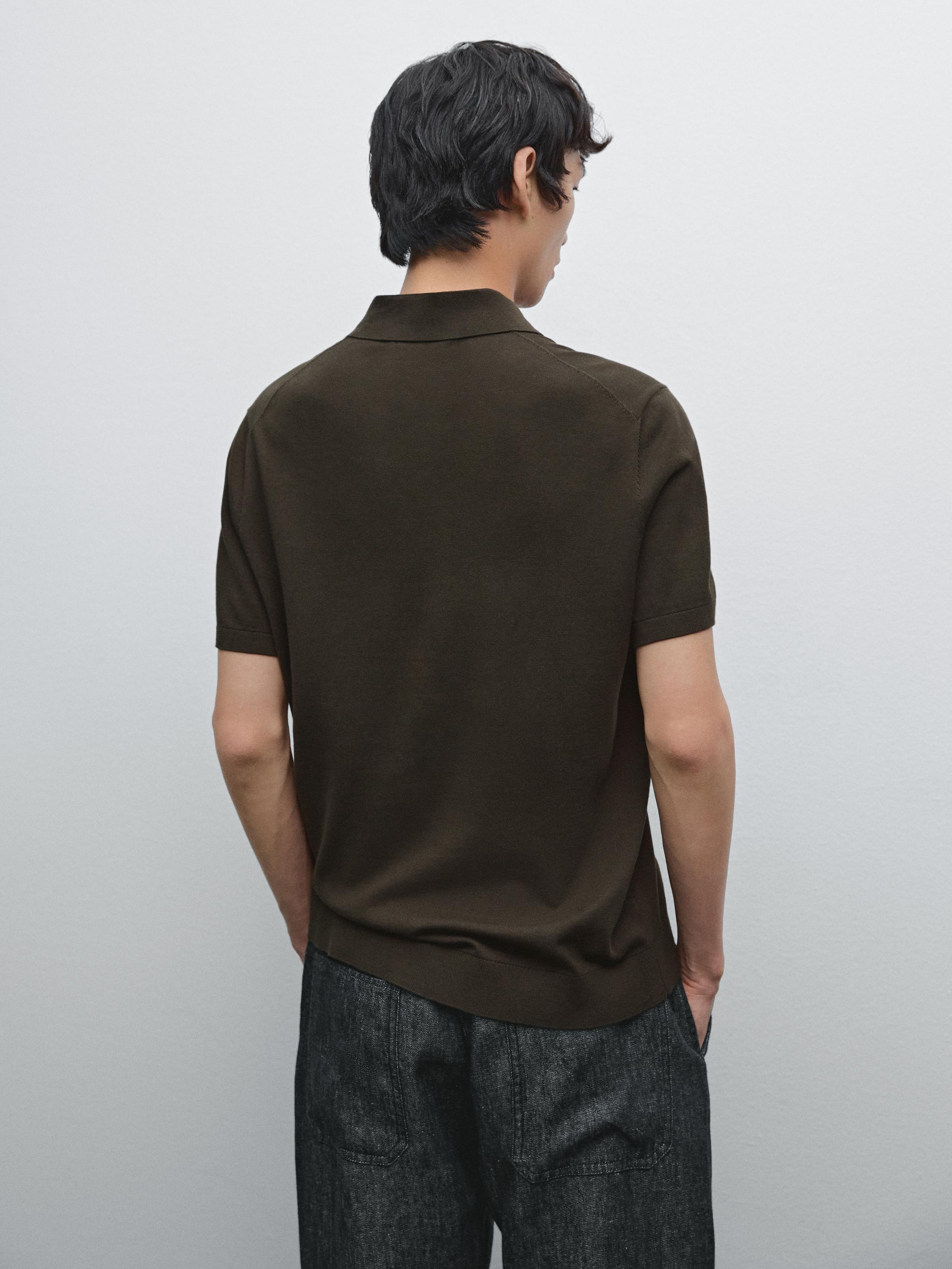 Short sleeve cotton knit polo shirt