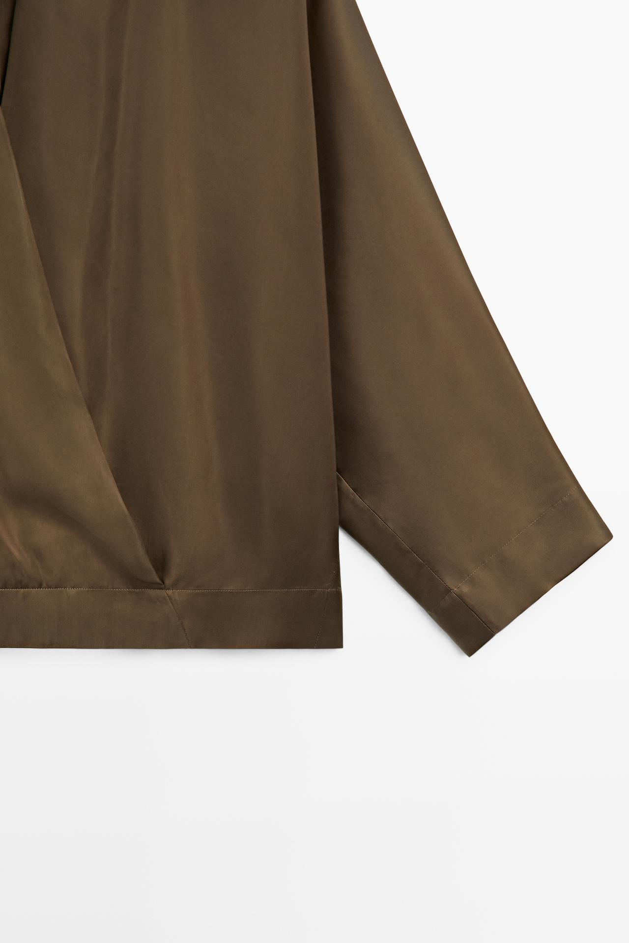 Satin wrap blouse with batwing sleeves — METALLIC