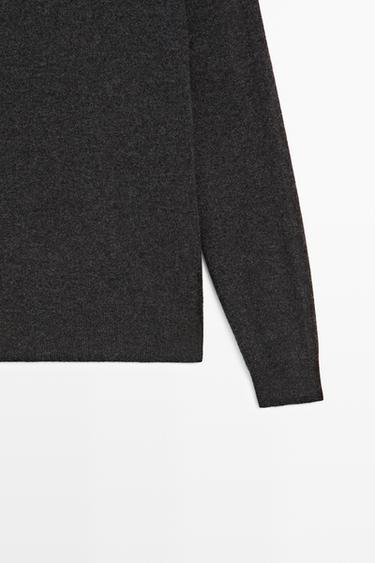 Knit 100% cashmere round neck sweater — CHARCOAL 7