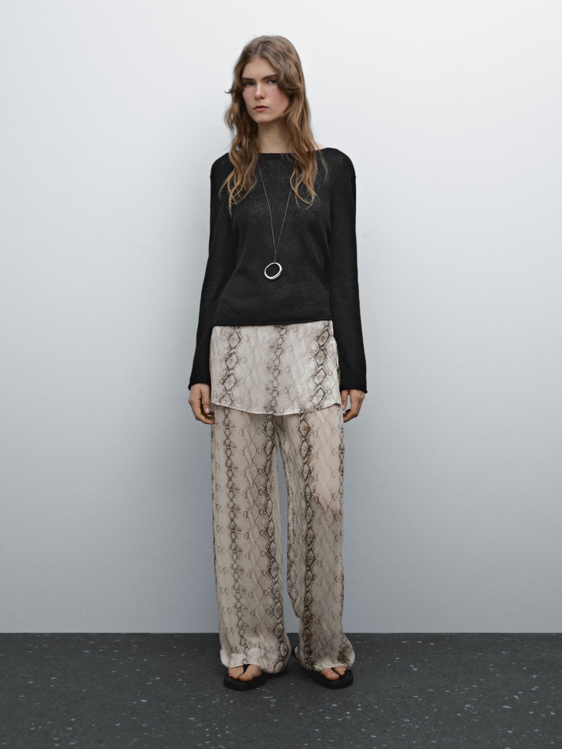 Lightweight flowing animal print trousers