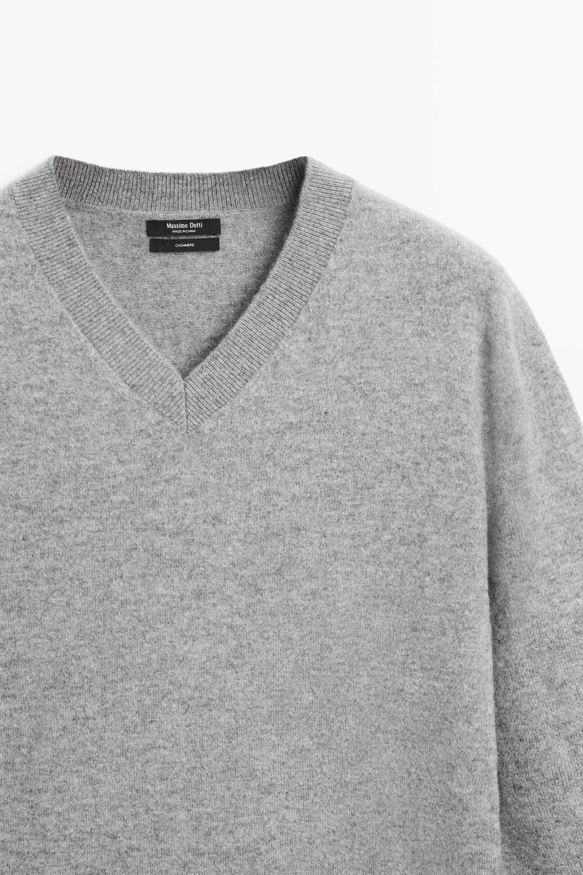 100% cashmere knit sweater — GREY MARL