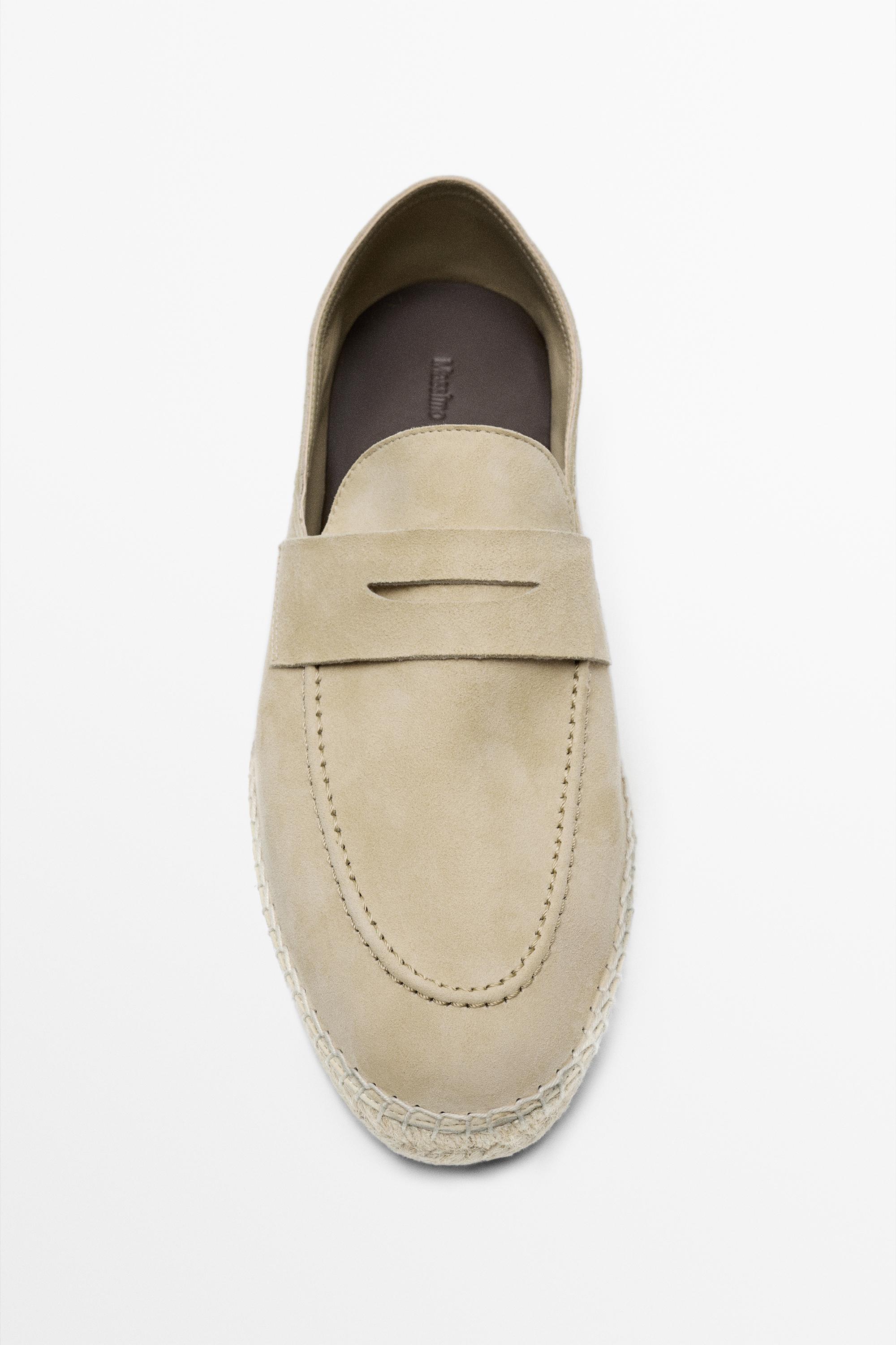 Suede penny strap espadrilles — BEIGE