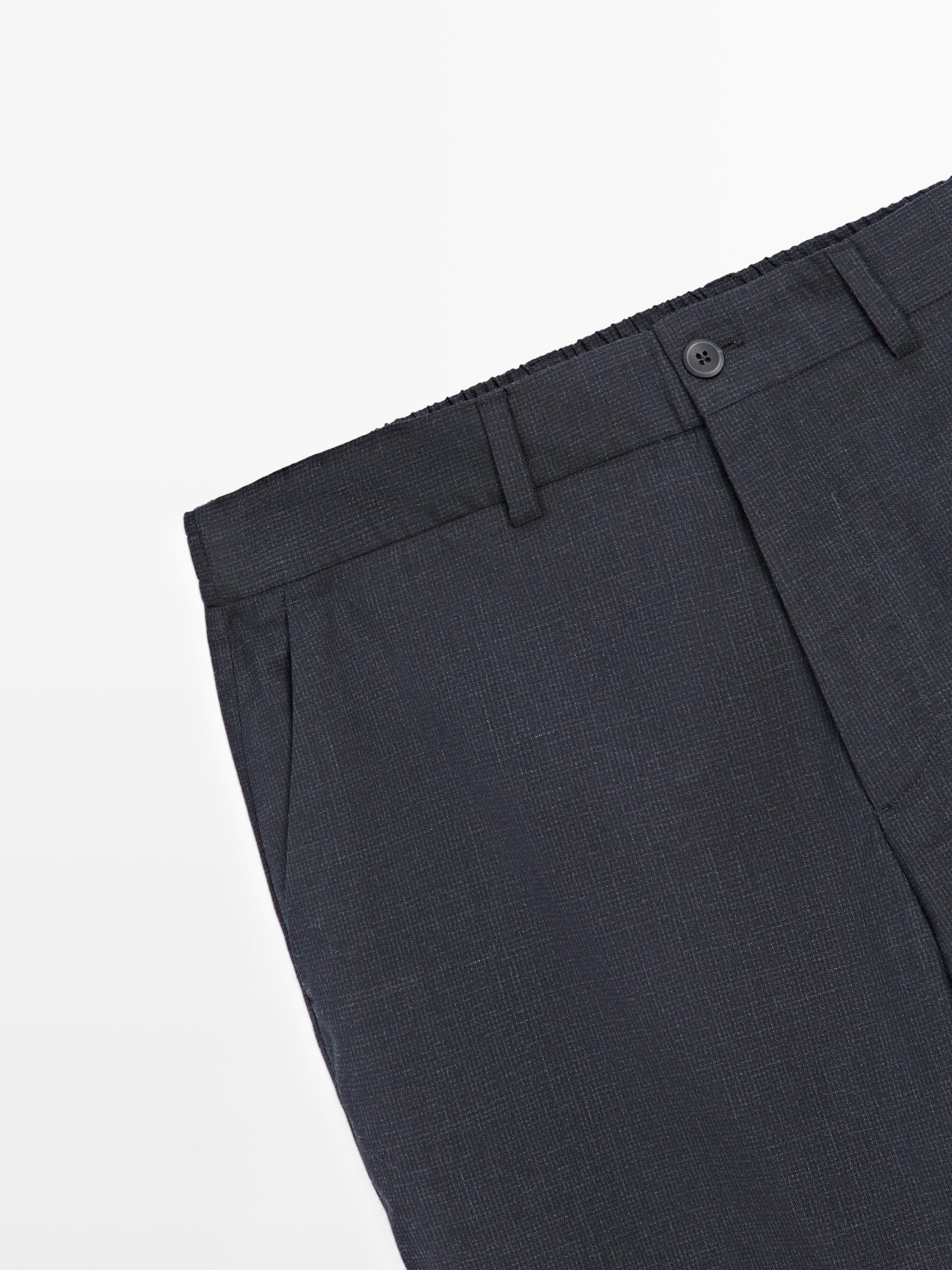 Wool houndstooth trousers — NAVY BLUE
