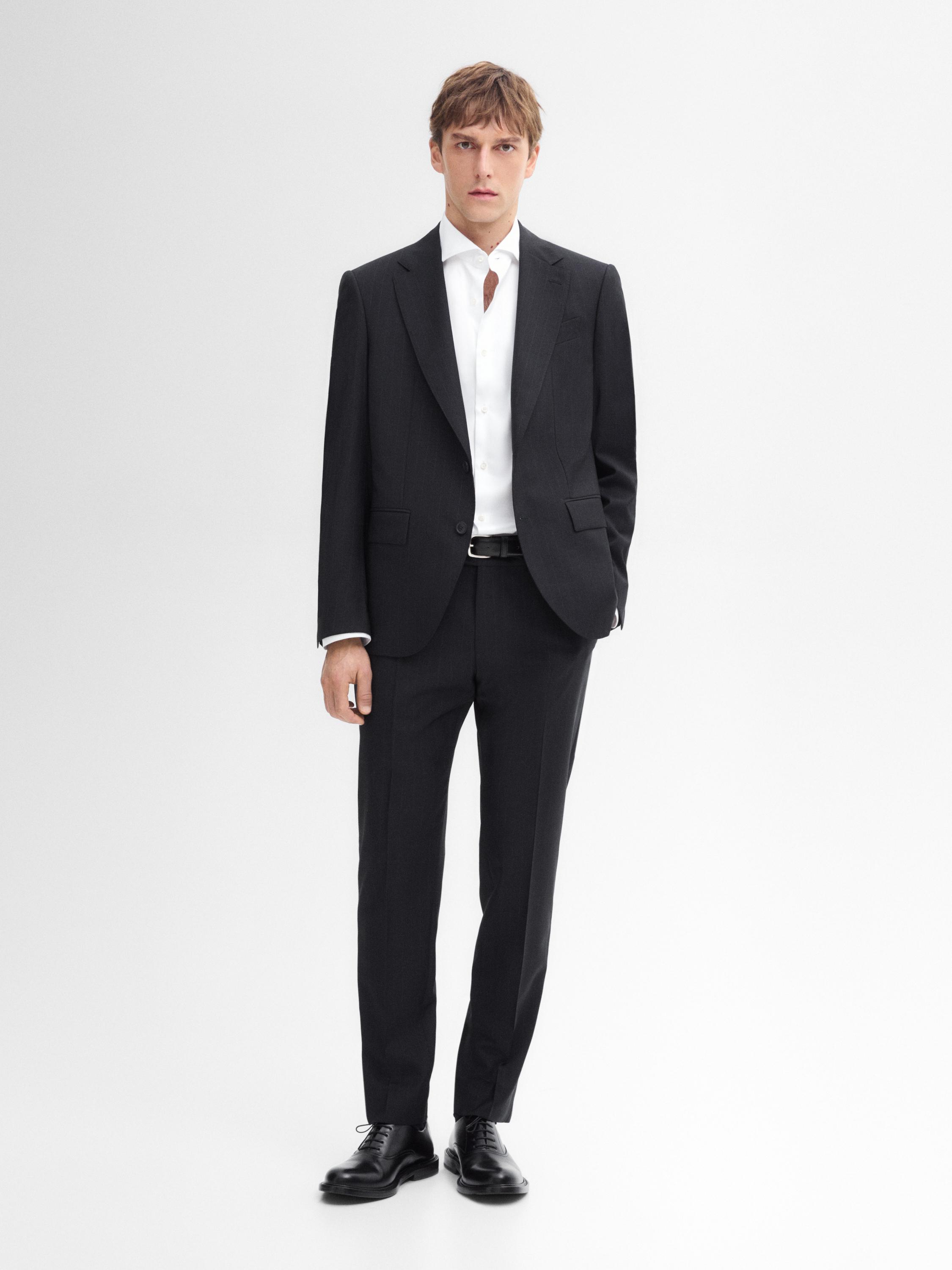 Regular fit pinstripe suit trousers