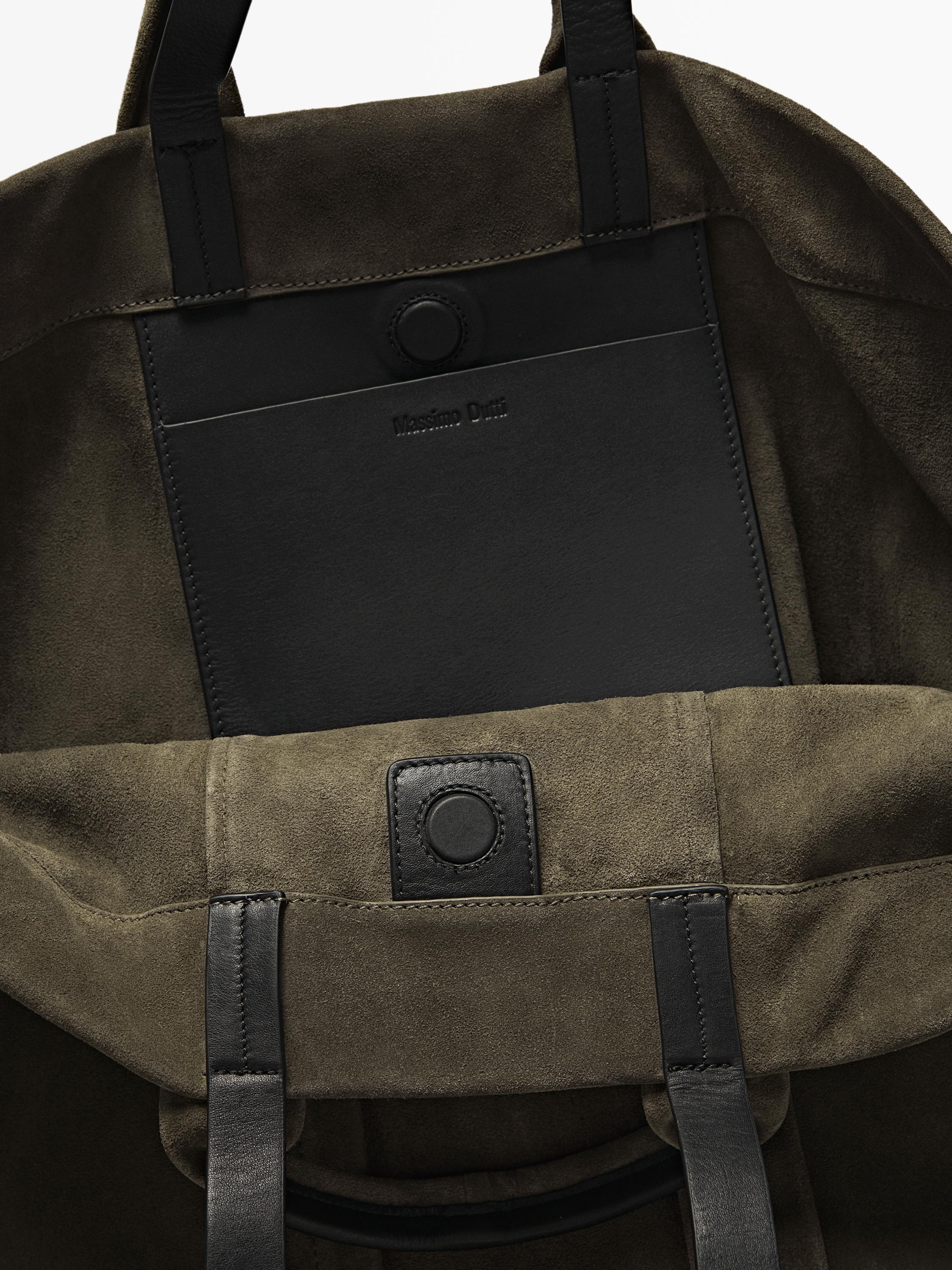 Split suede leather shopper bag