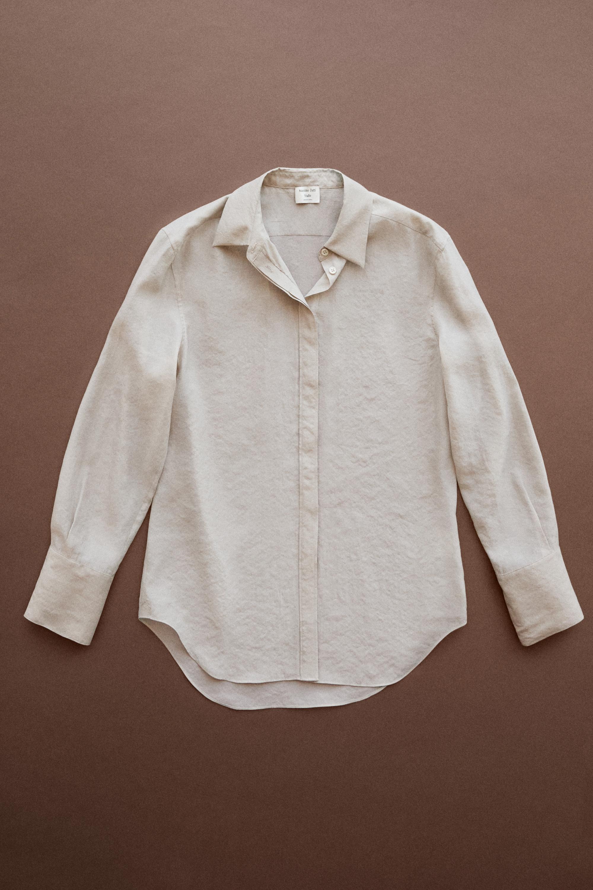 Semi-sheer flowing shirt - STUDIO — Pink