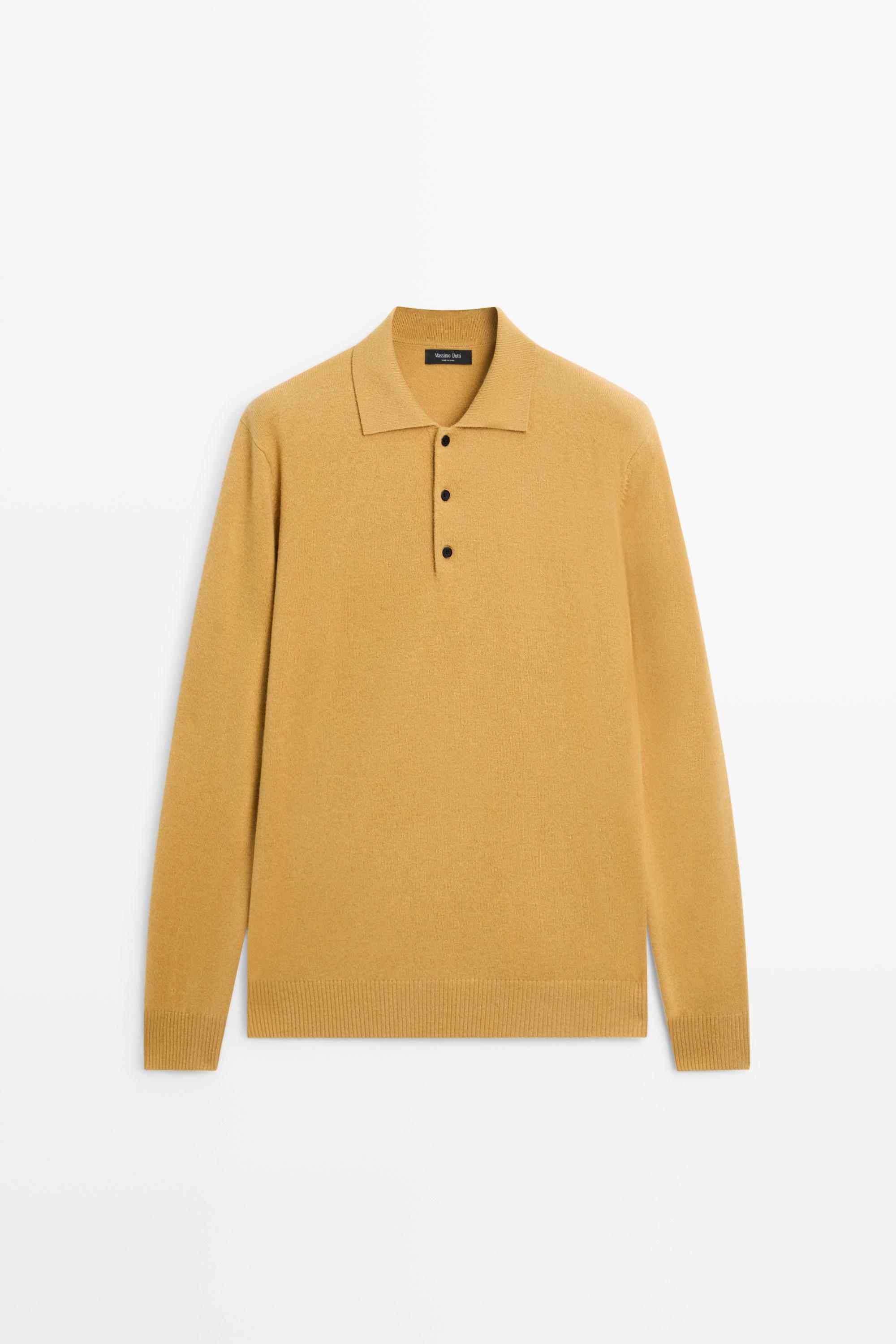 Wool cashmere blend polo sweater