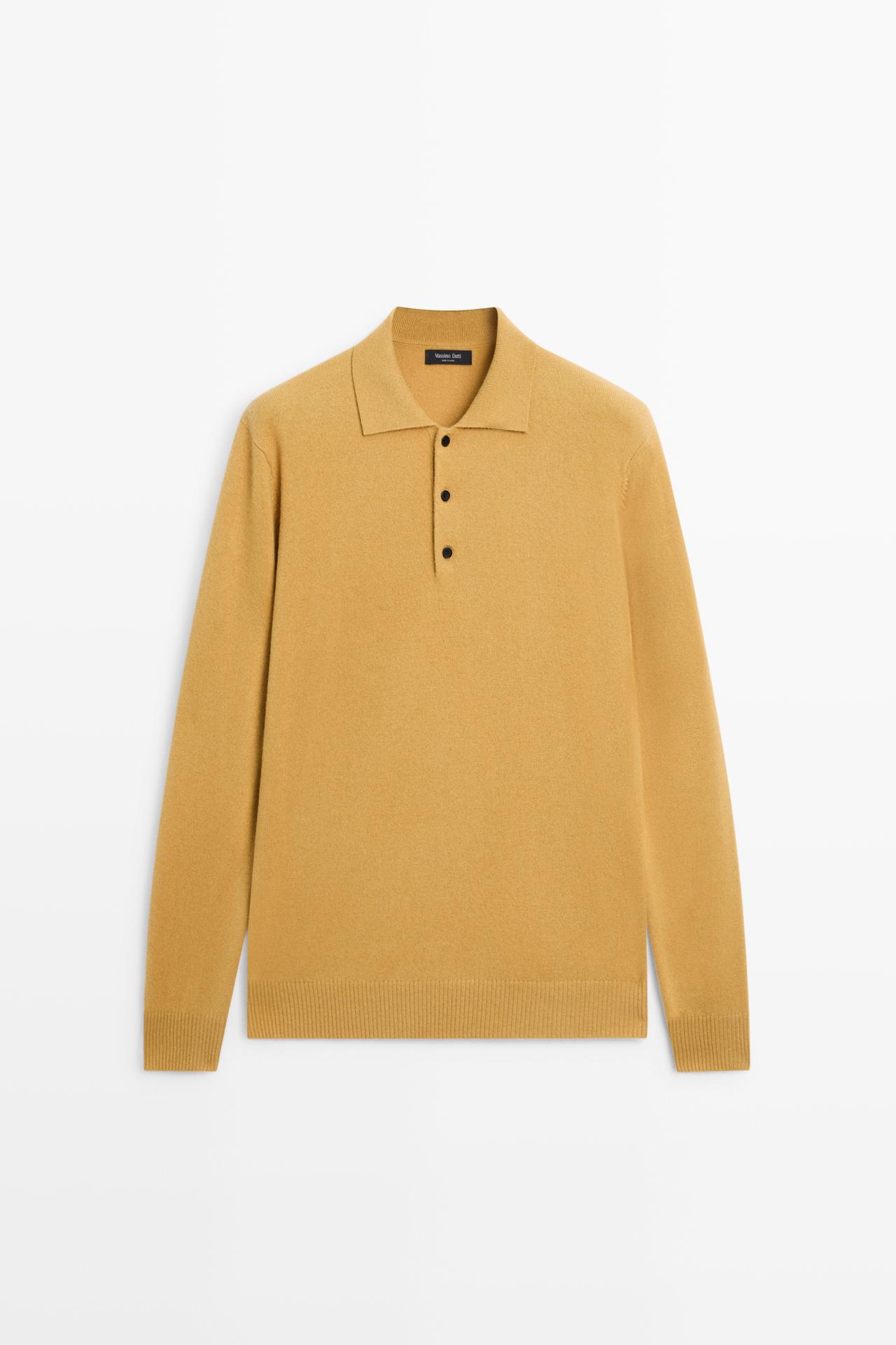 Wool blend polo sweater — MUSTARD YELLOW