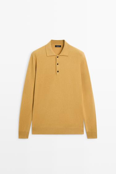 Wool blend polo sweater — MUSTARD YELLOW 2