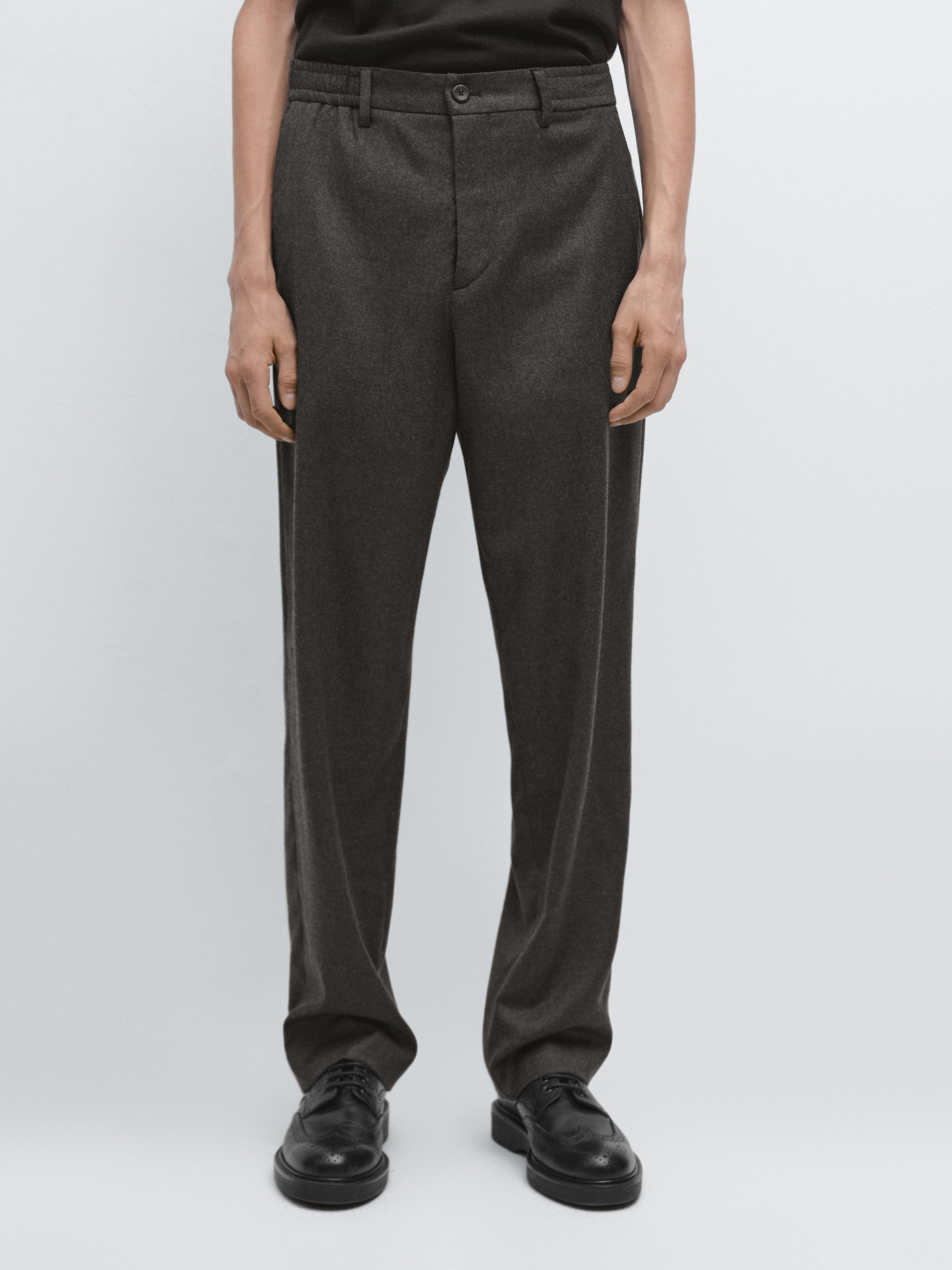 Pantalon taille élastique 100 % laine